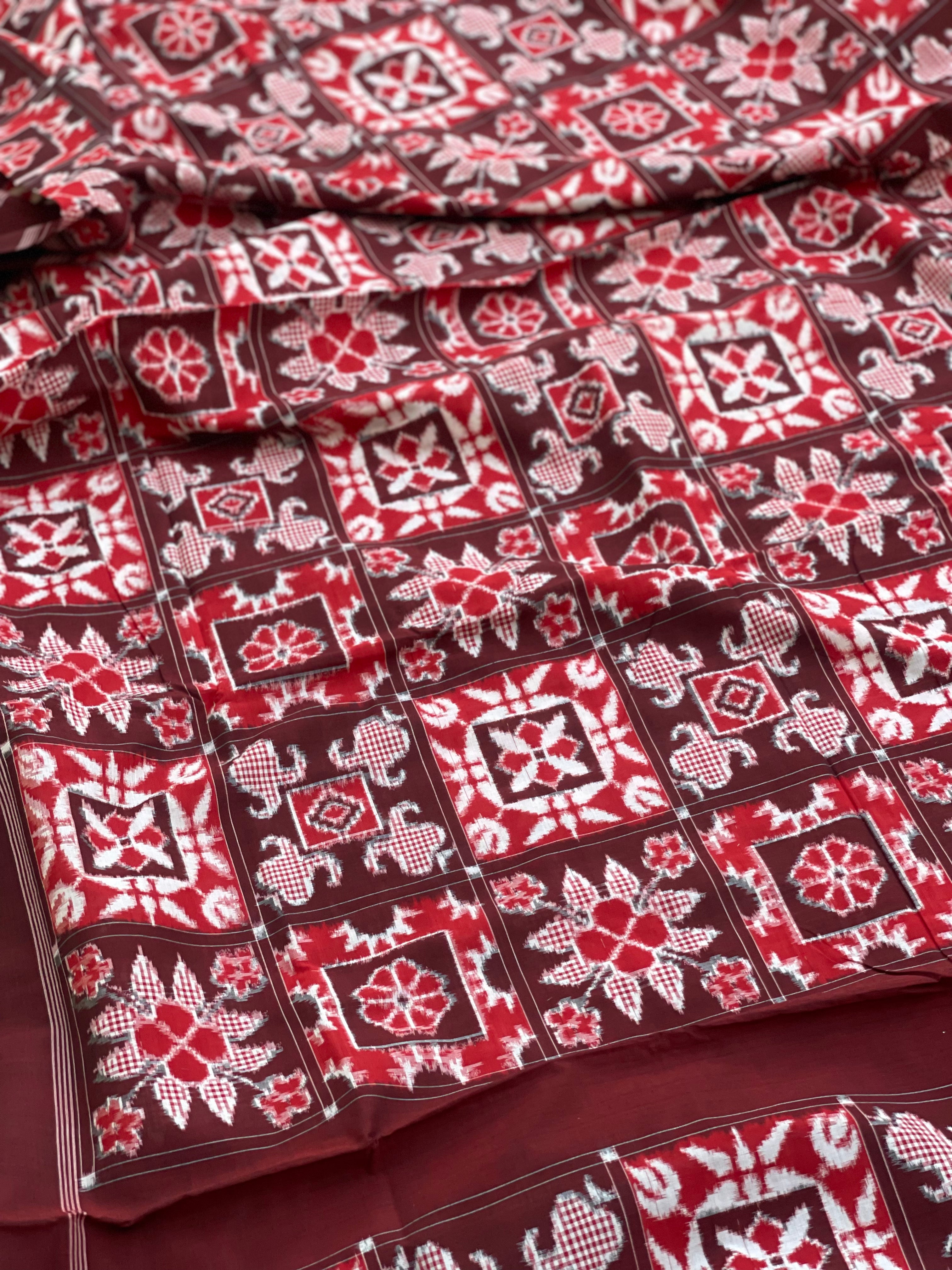 A Masterpiece National award winning Double Ikkat Telia Rumal Cotton Saree