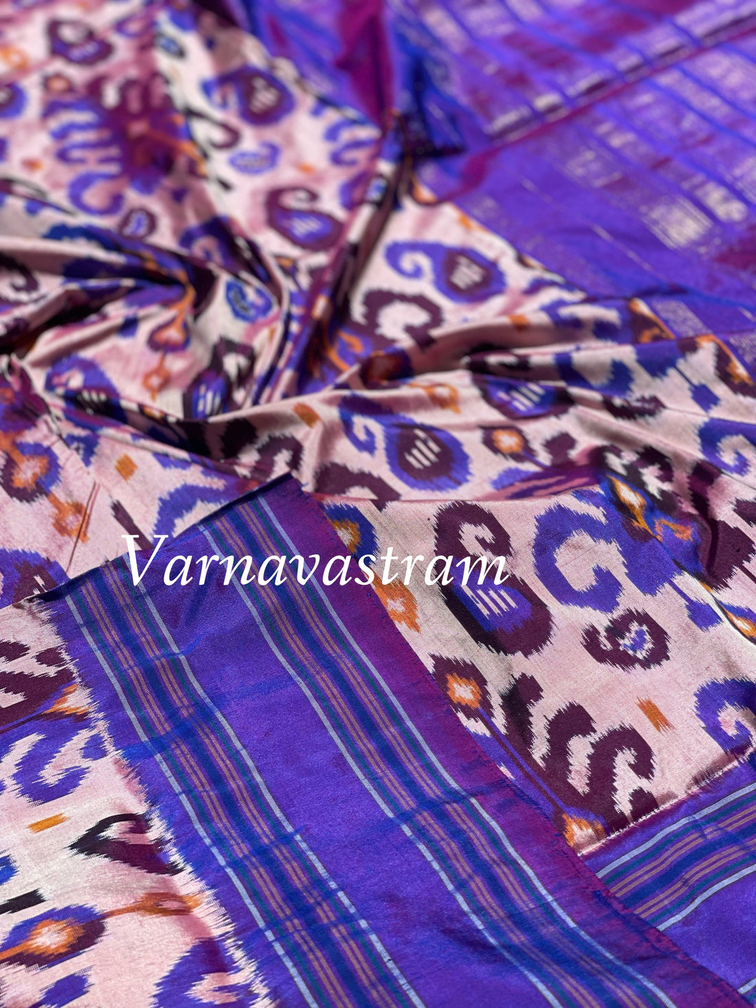 Premium Exclusive Uzbek Ikkat Silk With Lehariya Bp Saree