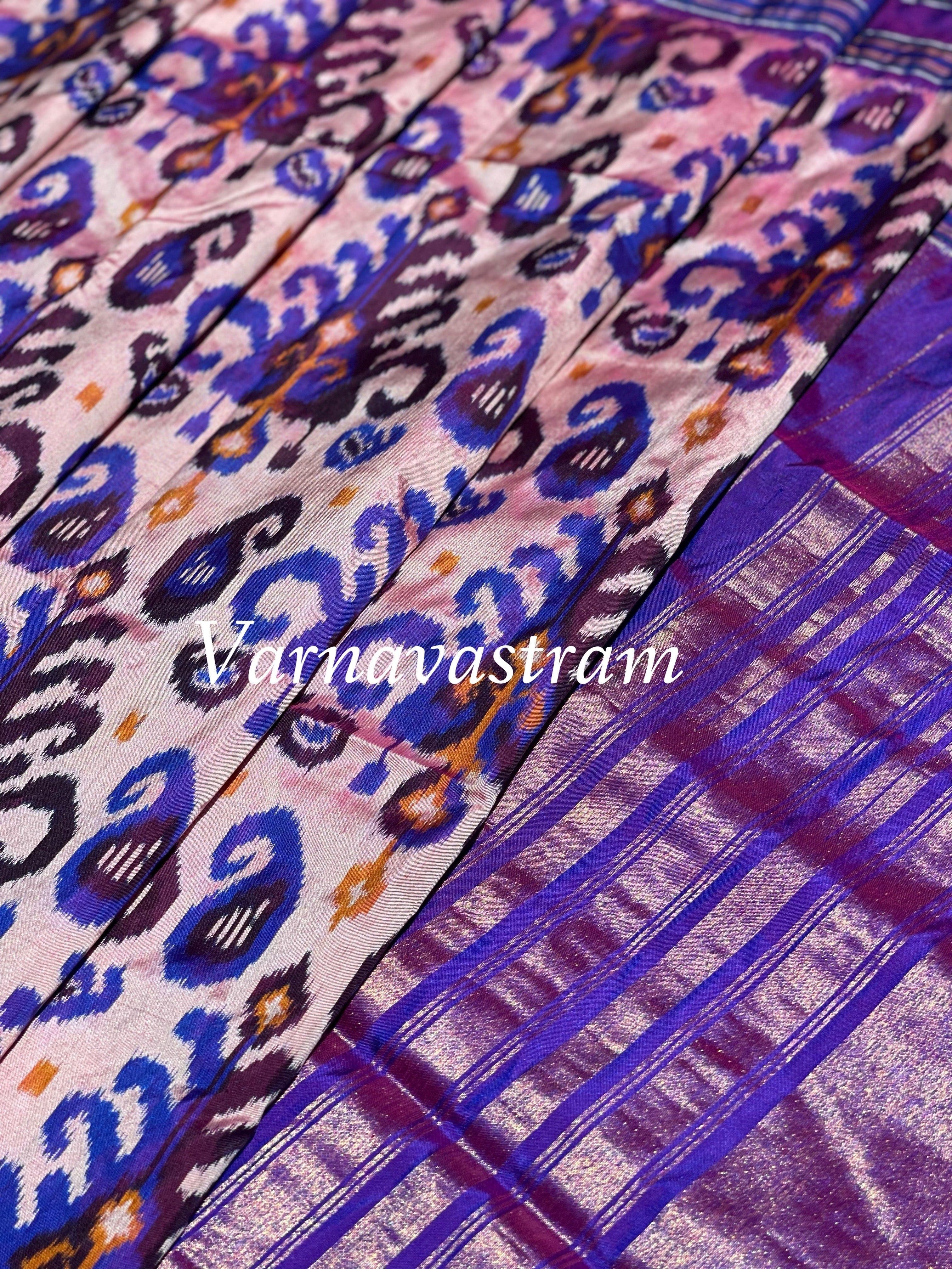 Premium Exclusive Uzbek Ikkat Silk With Lehariya Bp Saree