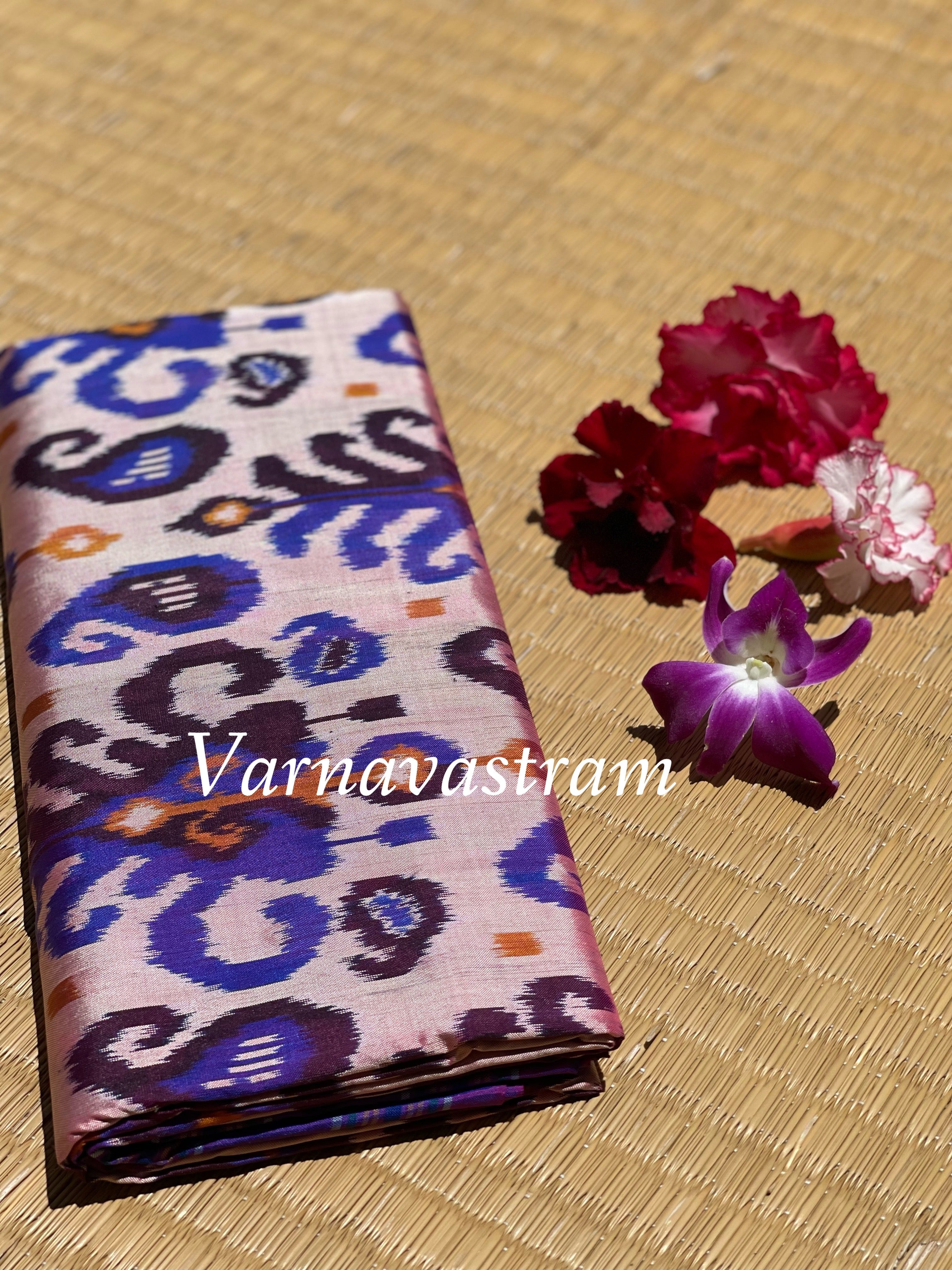 Premium Exclusive Uzbek Ikkat Silk With Lehariya Bp Saree