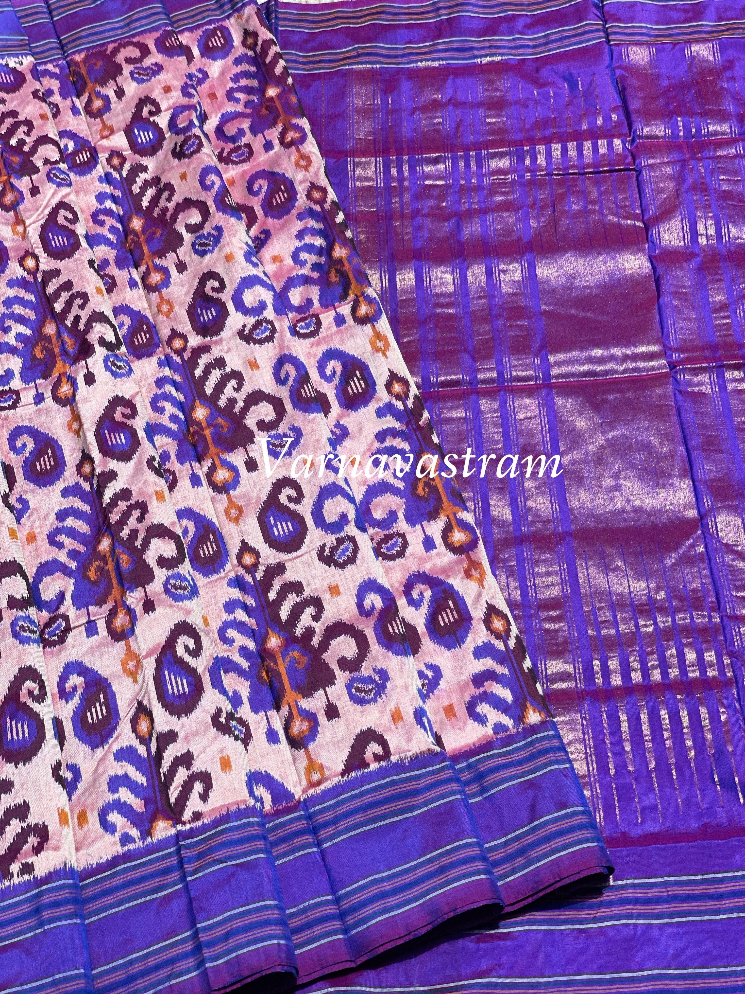 Premium Exclusive Uzbek Ikkat Silk With Lehariya Bp Saree