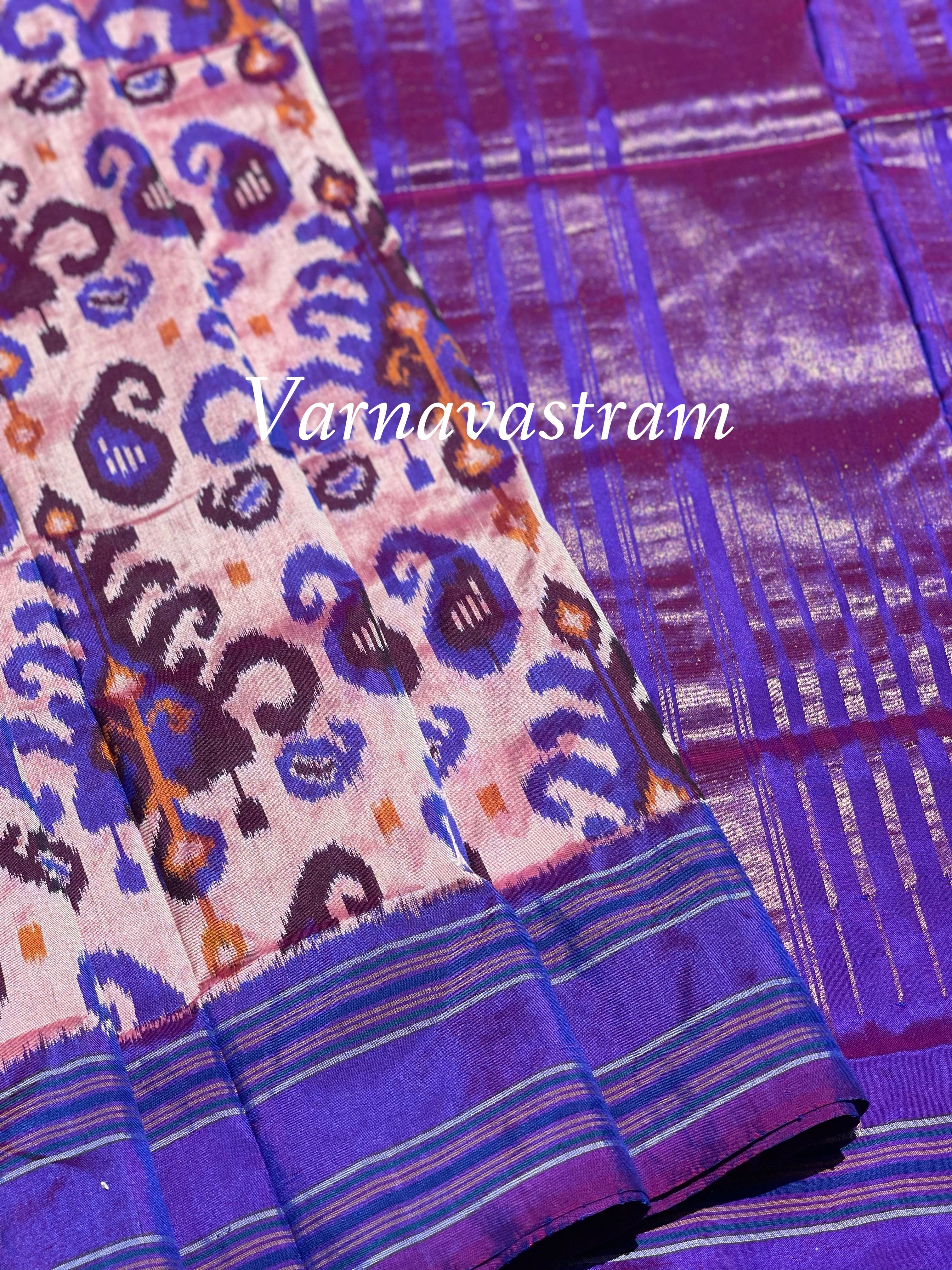 Premium Exclusive Uzbek Ikkat Silk With Lehariya Bp Saree