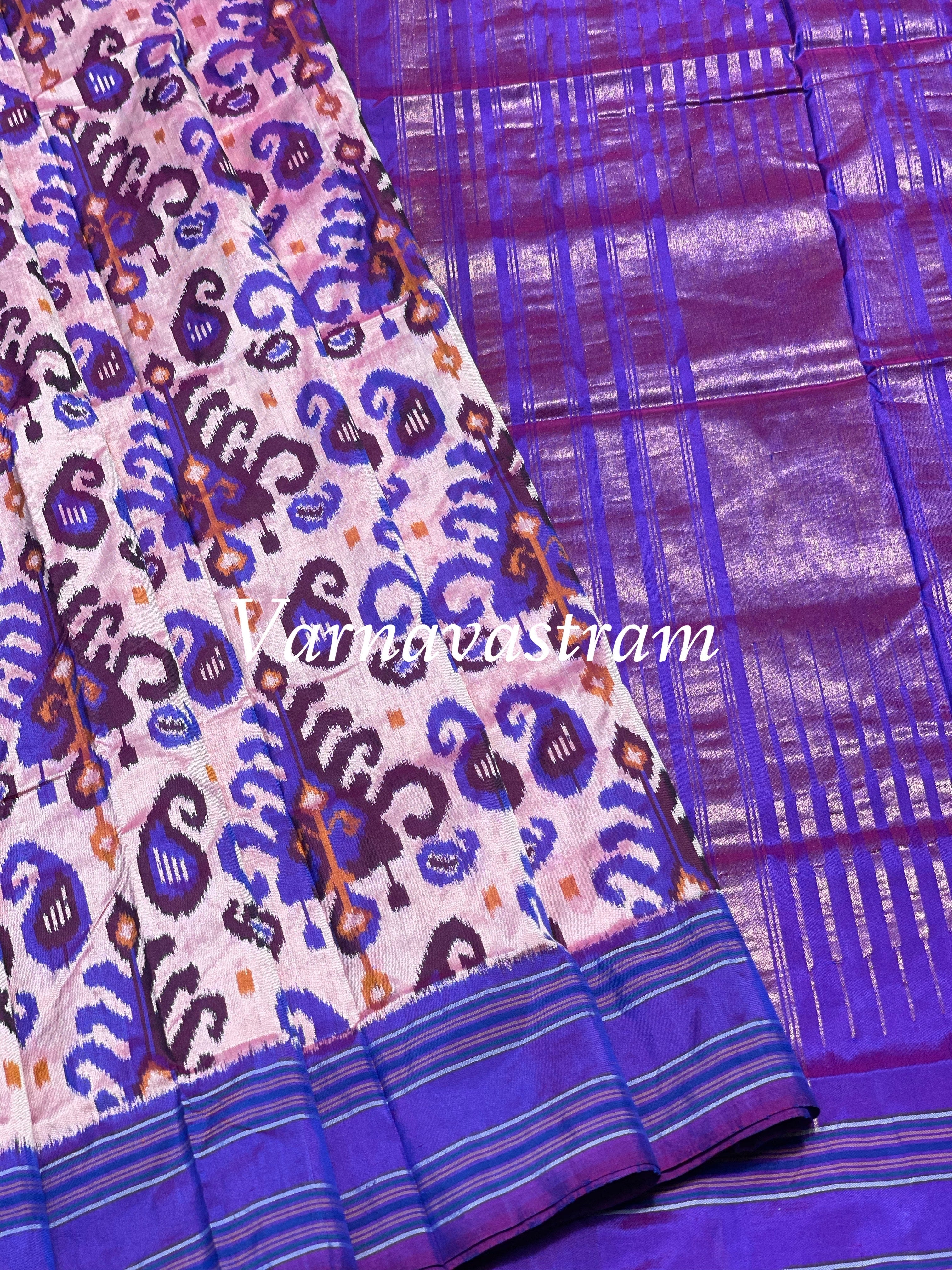 Premium Exclusive Uzbek Ikkat Silk With Lehariya Bp Saree