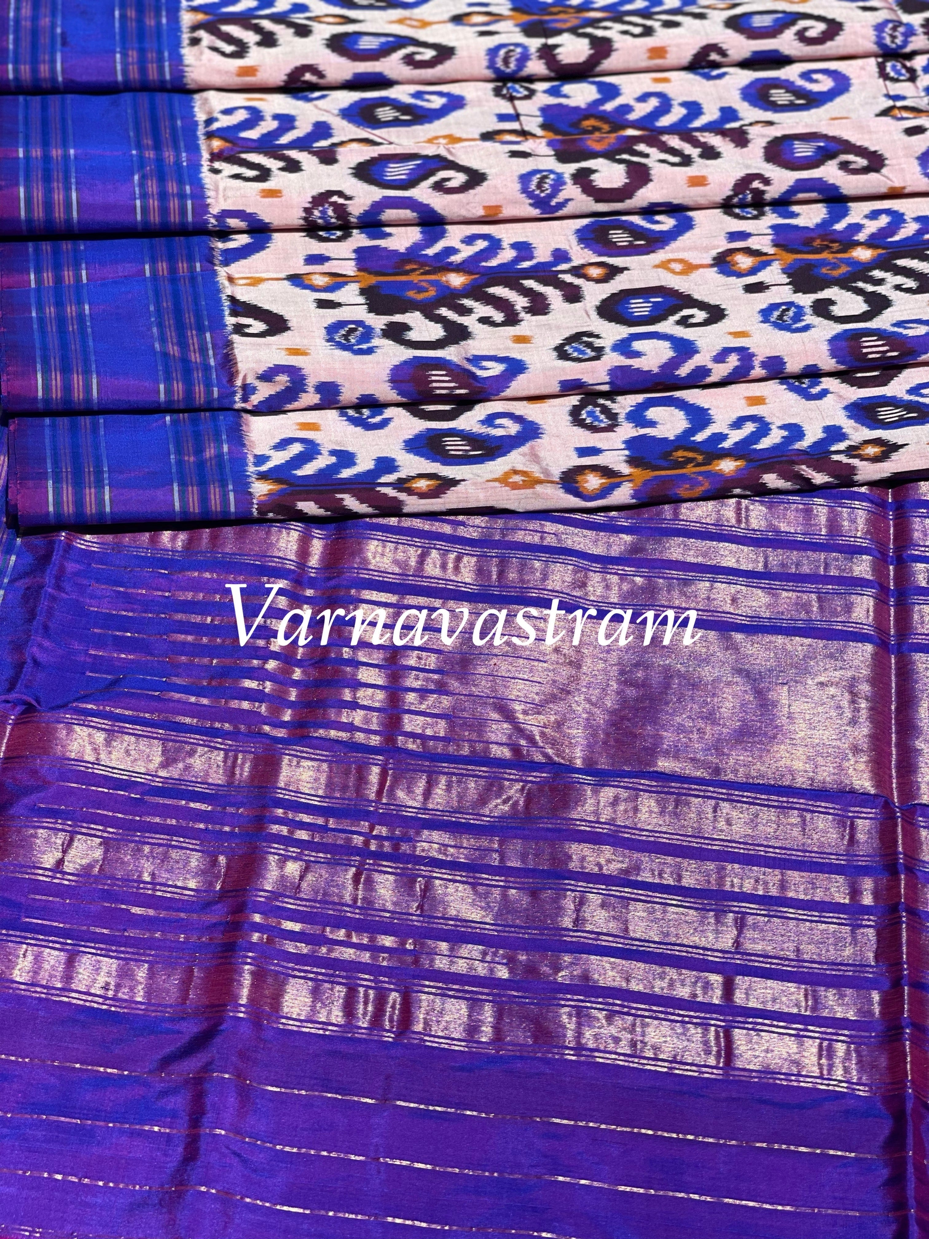 Premium Exclusive Uzbek Ikkat Silk With Lehariya Bp Saree