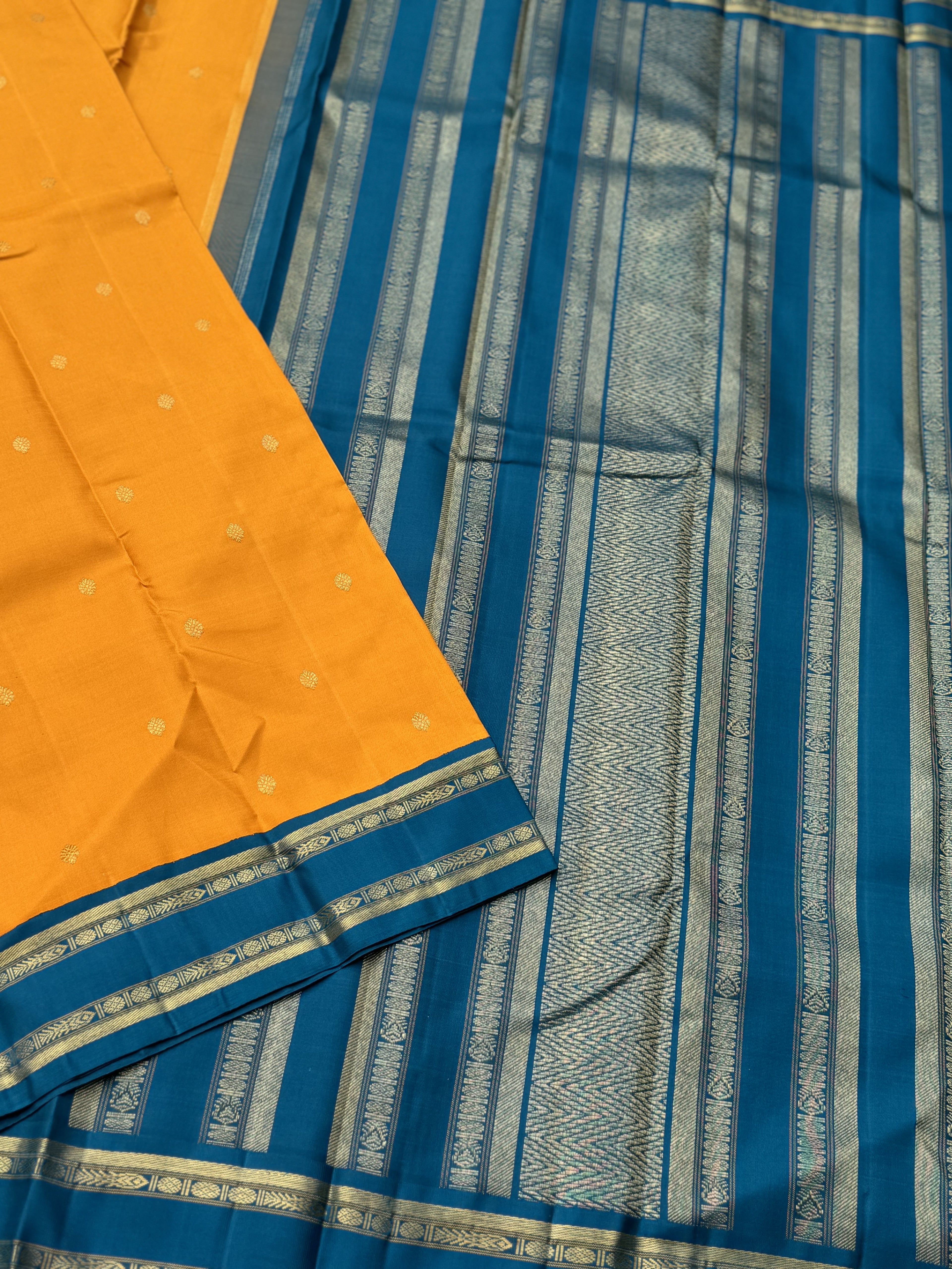 MasterPiece Korvai Kanchivaram Silk Saree with Meenpettu border