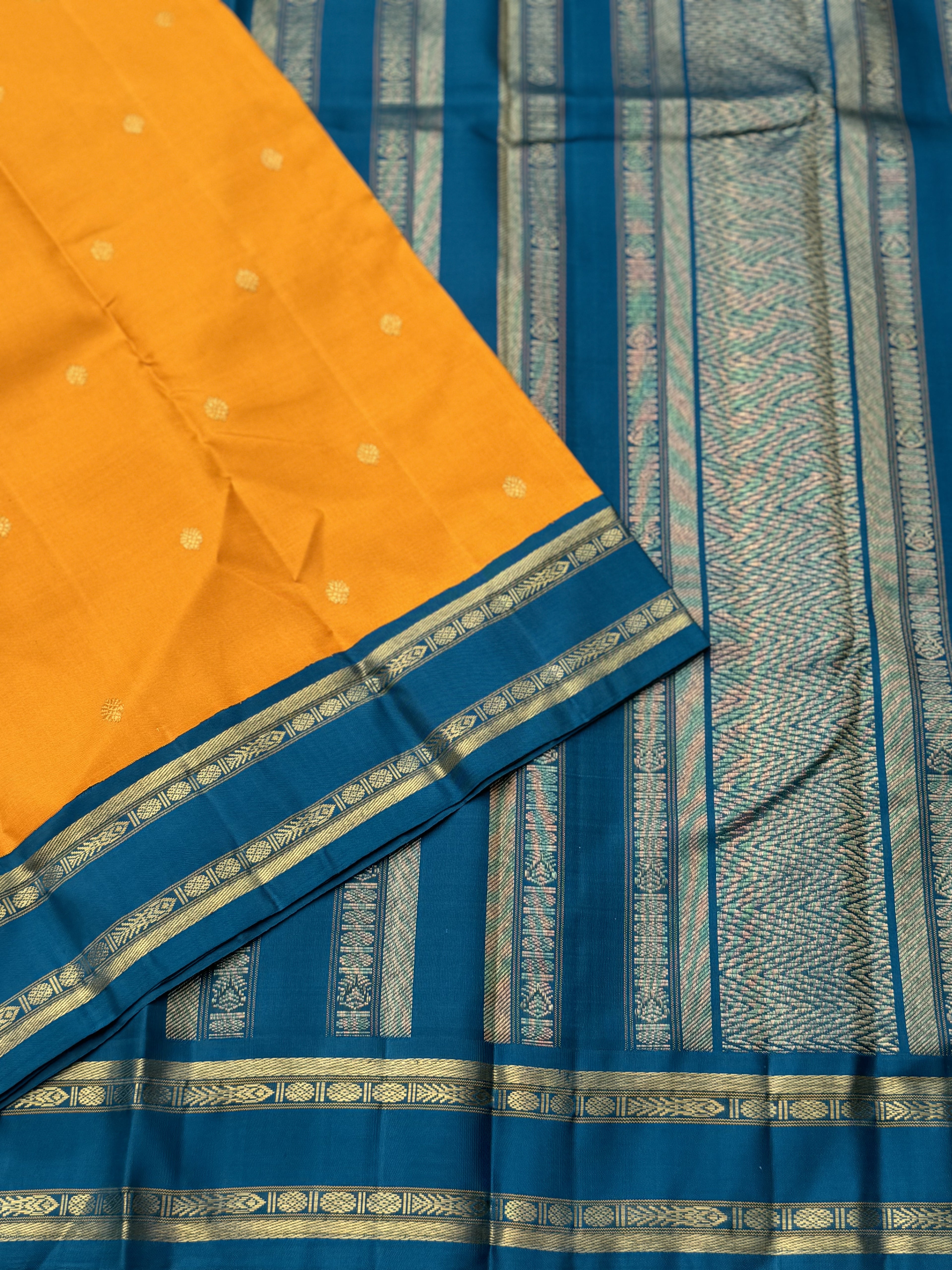 MasterPiece Korvai Kanchivaram Silk Saree with Meenpettu border
