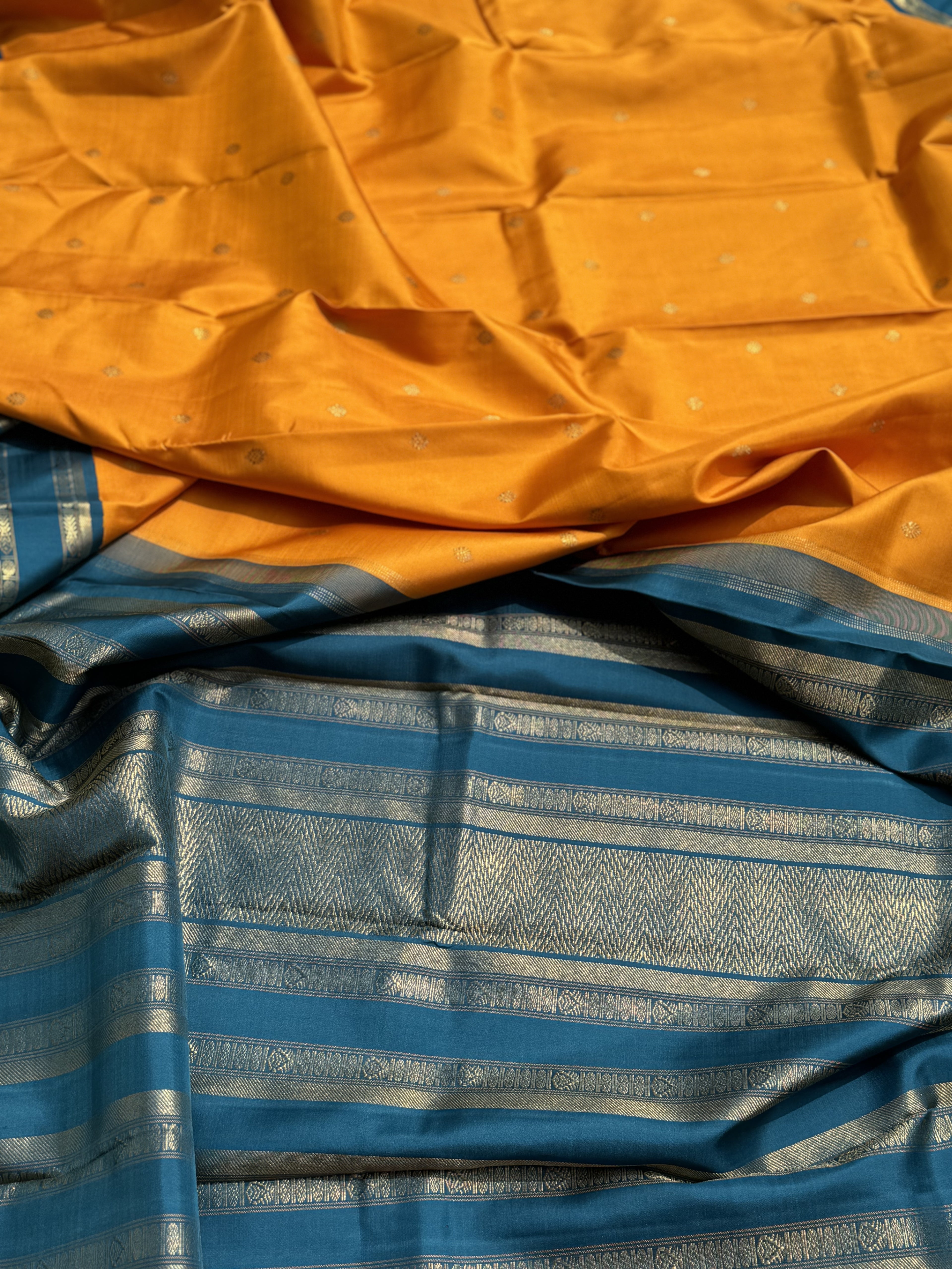 MasterPiece Korvai Kanchivaram Silk Saree with Meenpettu border