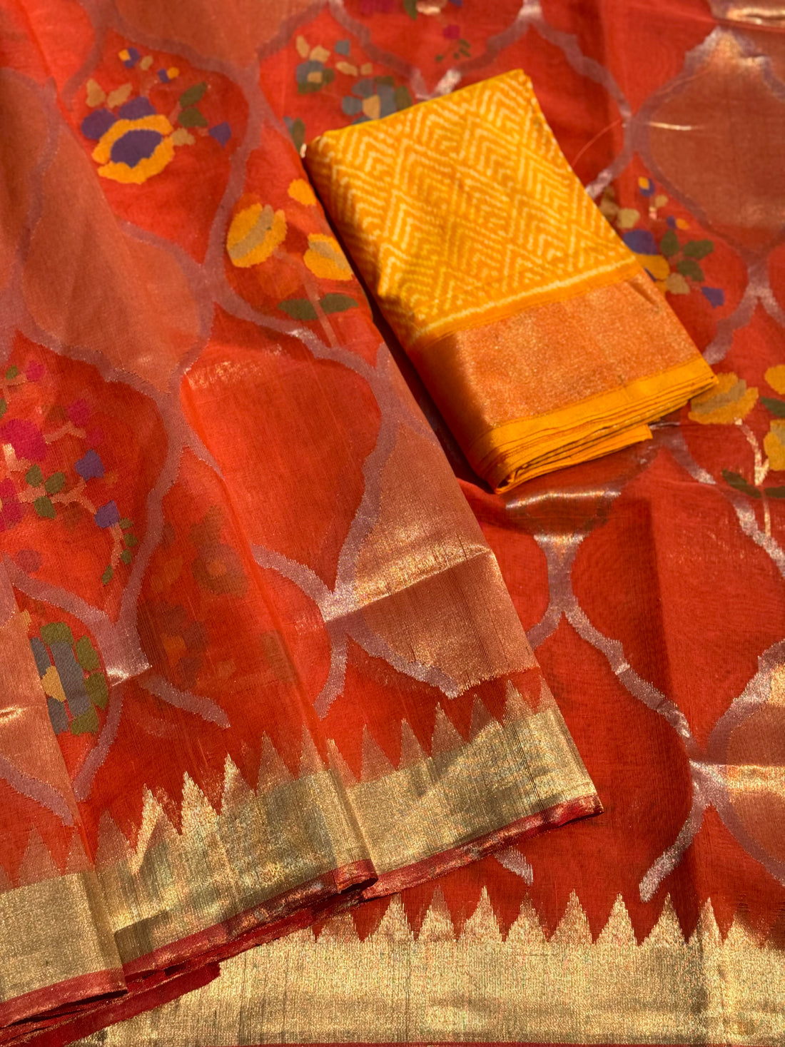 A designer exclusive ponduru Khadhi full jaal weave jamdani Saree