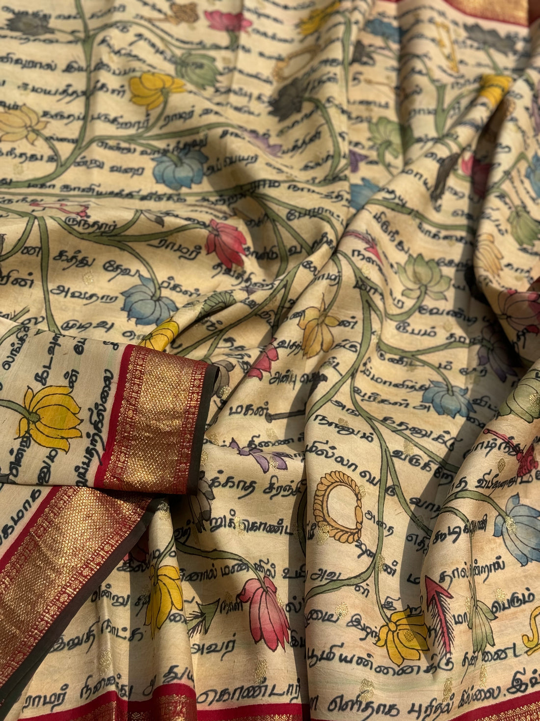 A Stupendous Tamil Ramayana penkalamkari scripts brand exclusive masterpiece kanchivaram silk saree