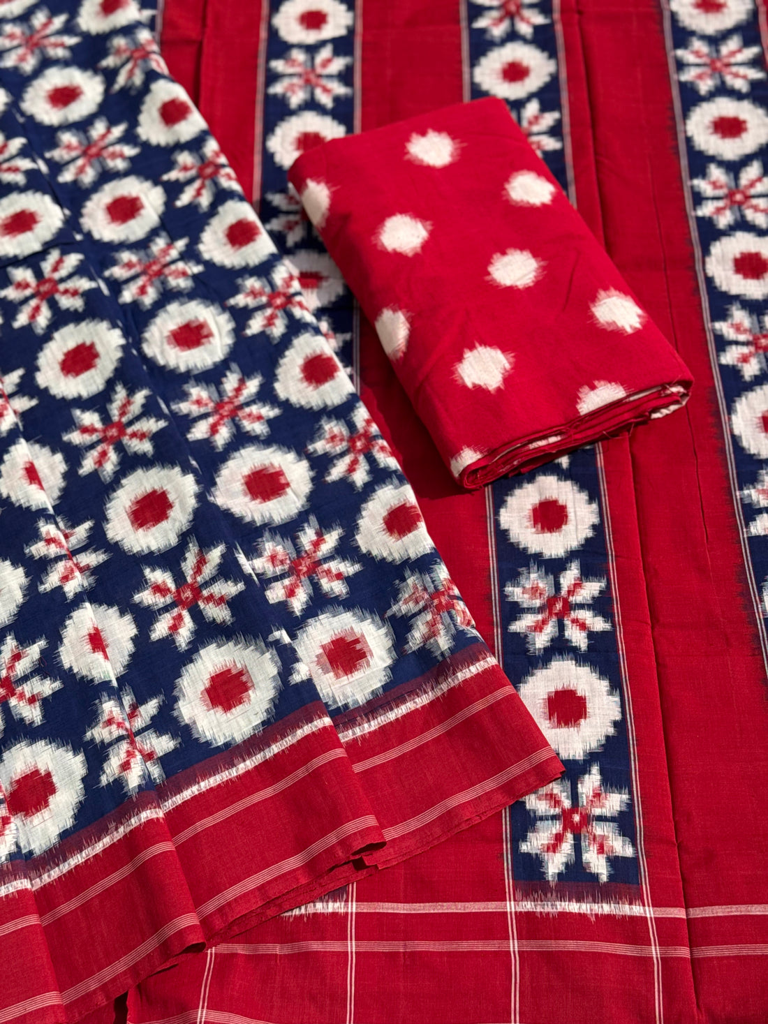 Telia Rumal inspired Double Ikkat Cotton Saree