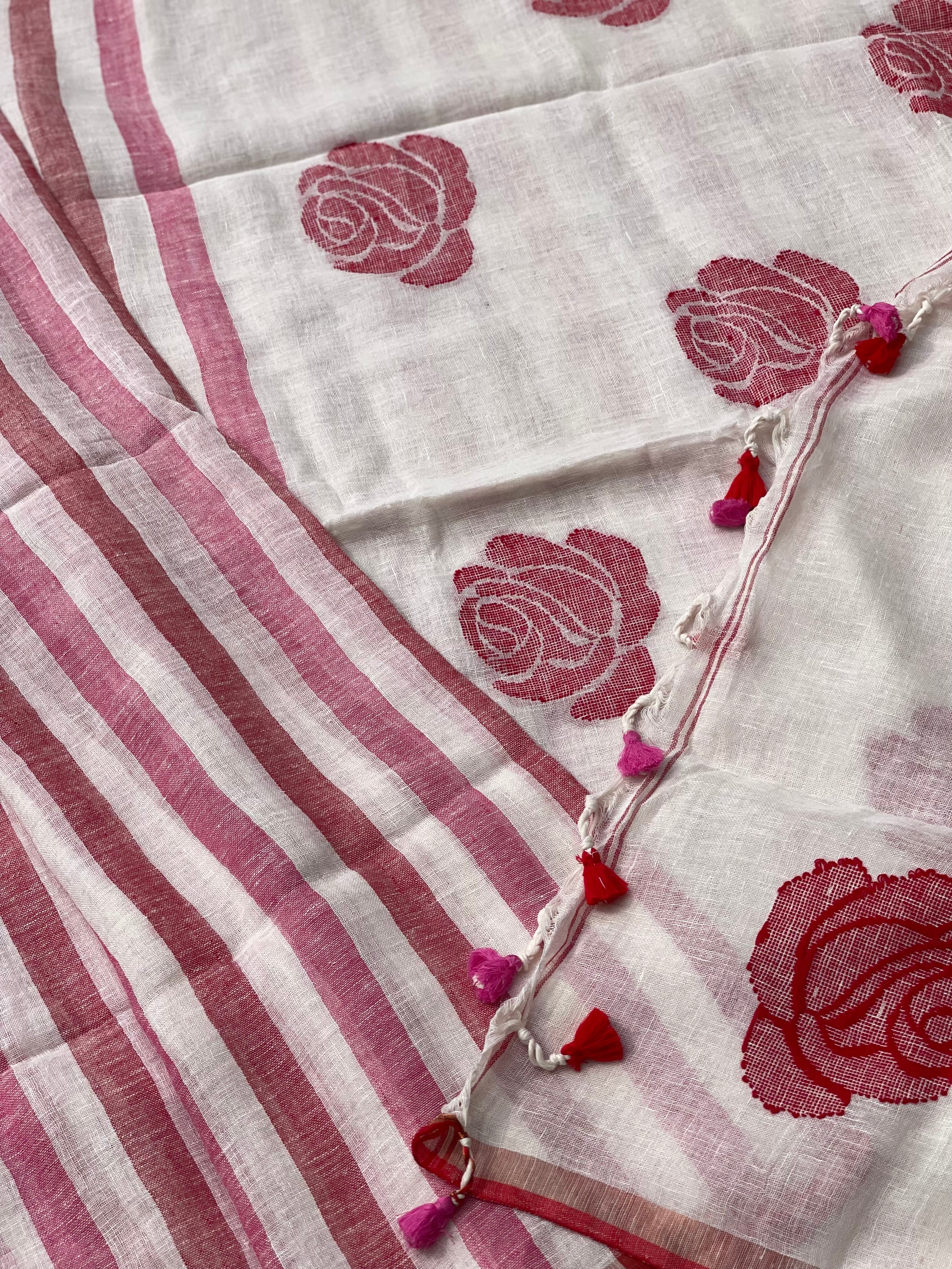 Organic Linen Jamdani saree