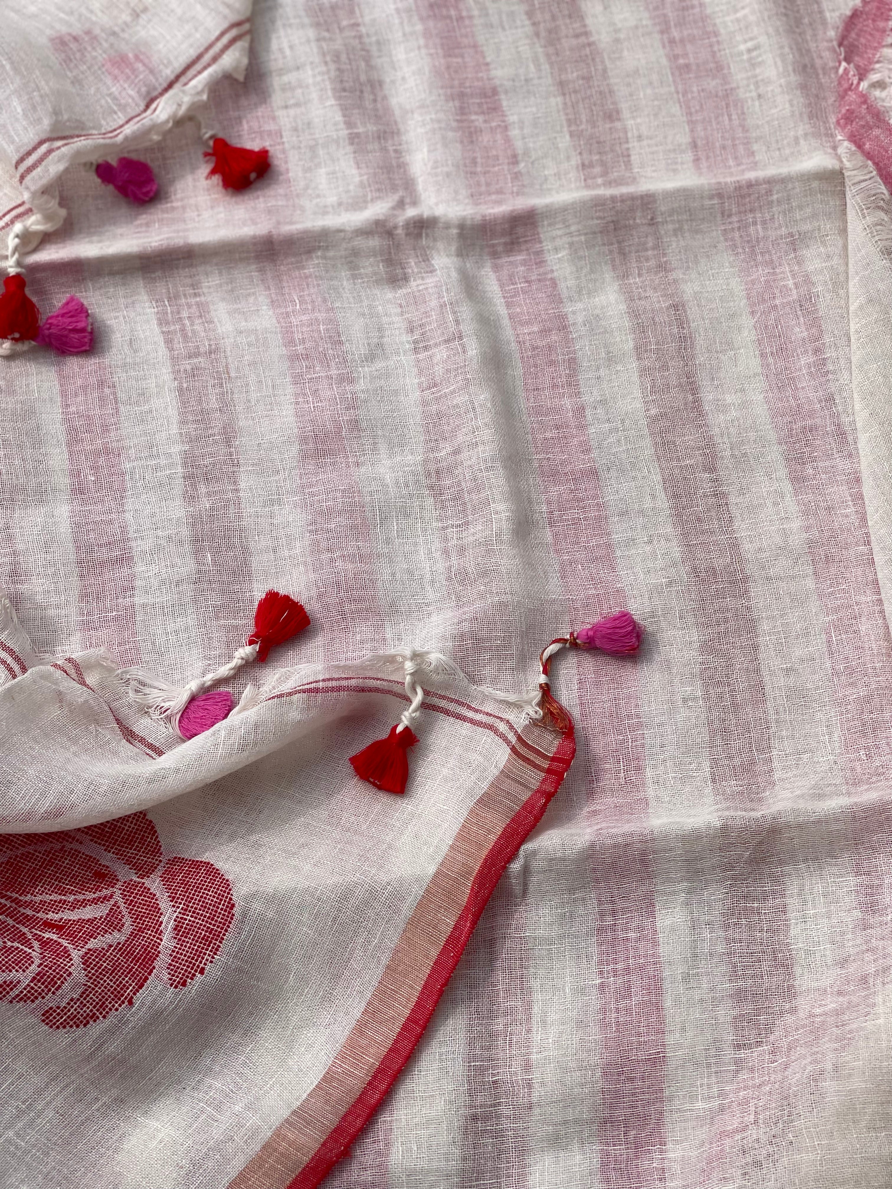 Organic Linen Jamdani saree