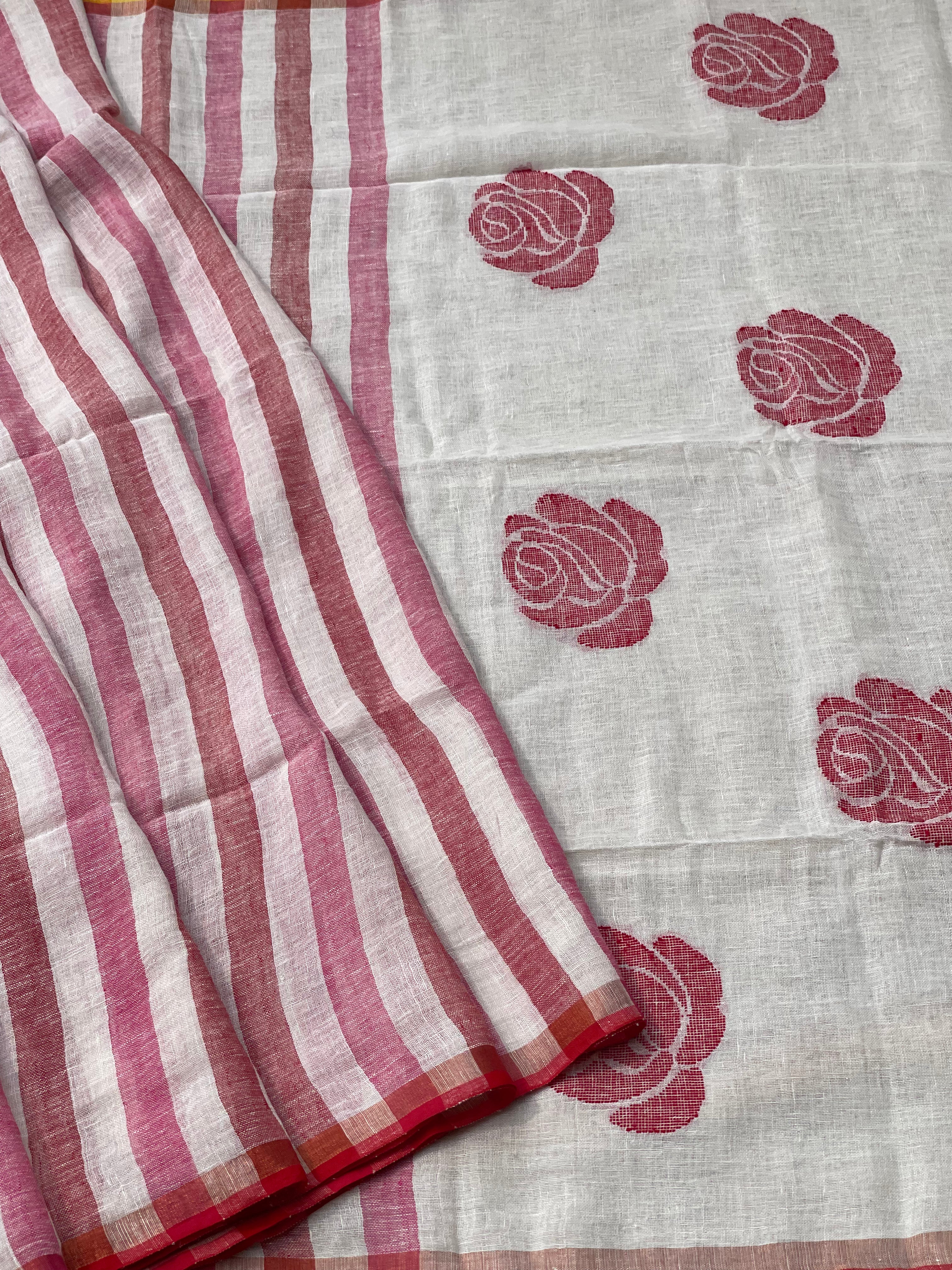 Organic Linen Jamdani saree