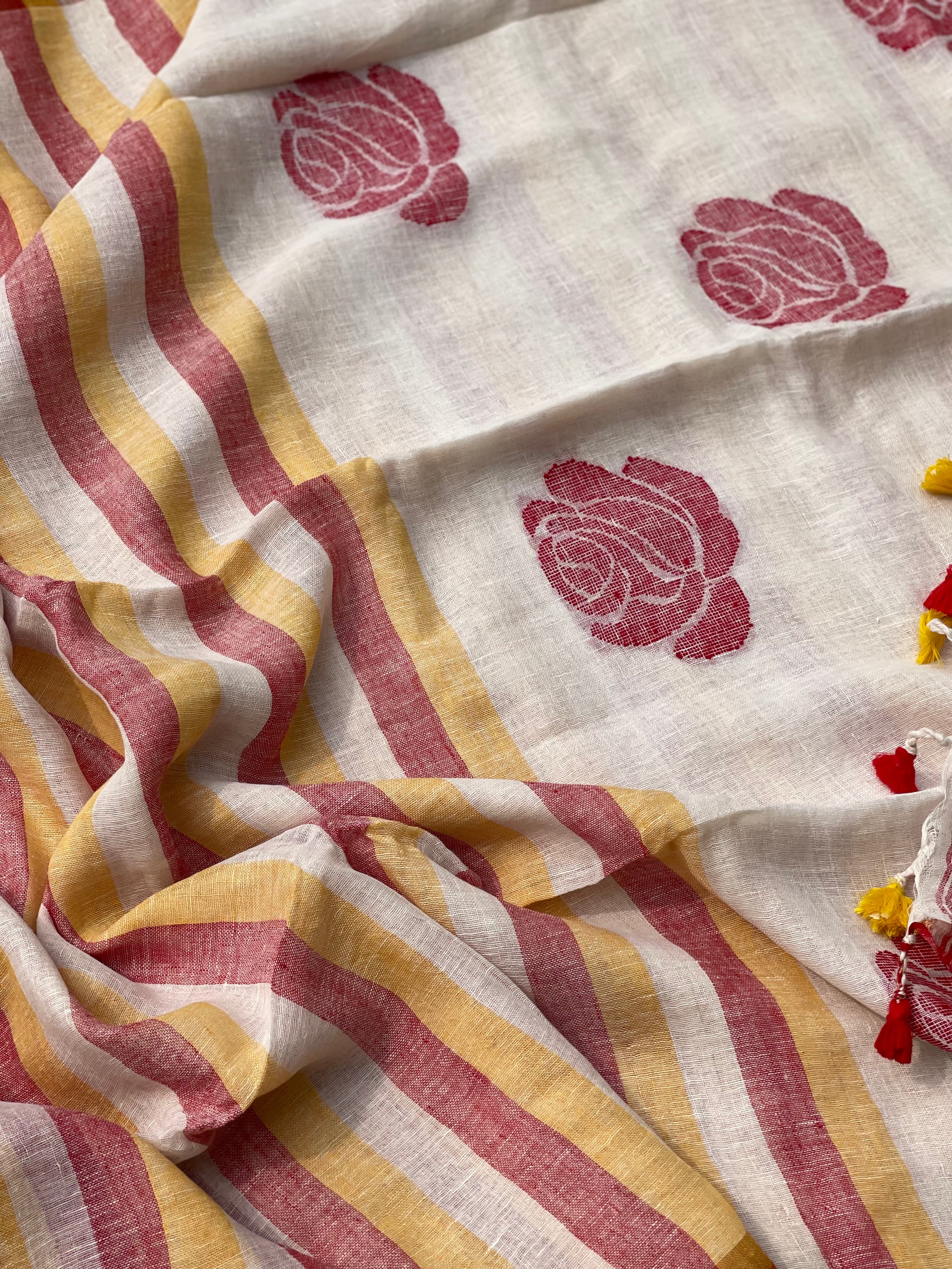 Organic Linen by Linen Jamdani Saree