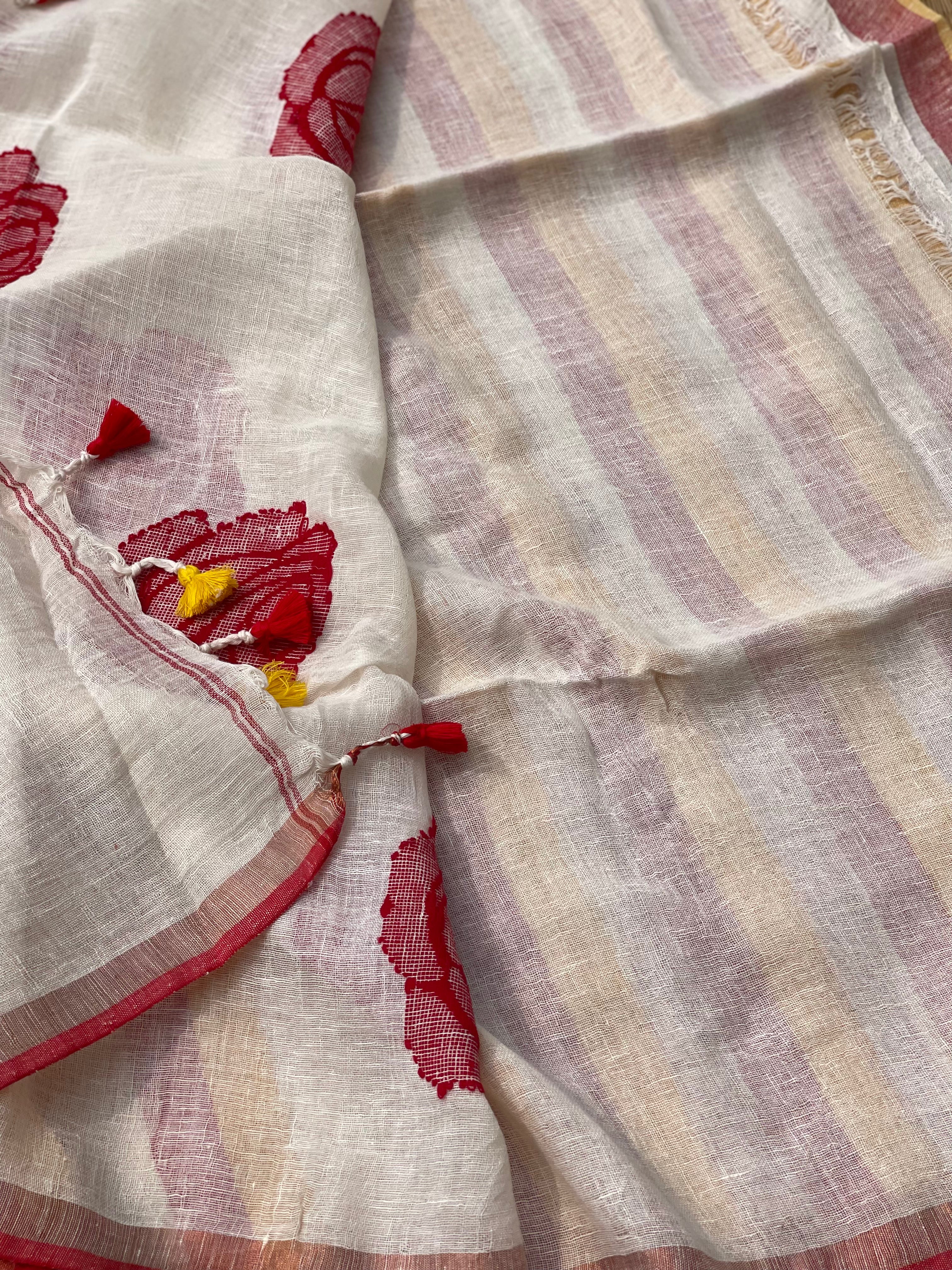 Organic Linen by Linen Jamdani Saree