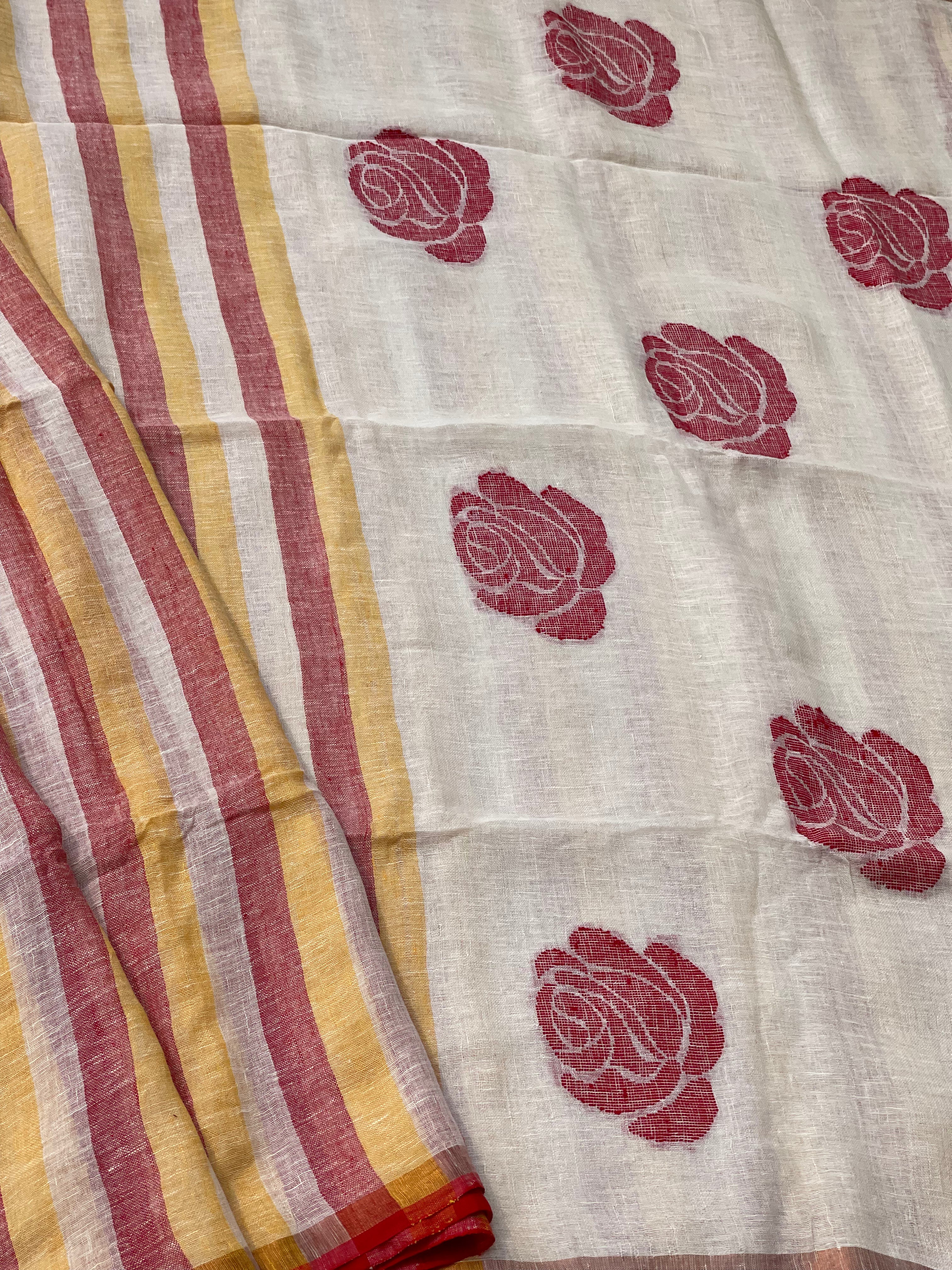 Organic Linen by Linen Jamdani Saree