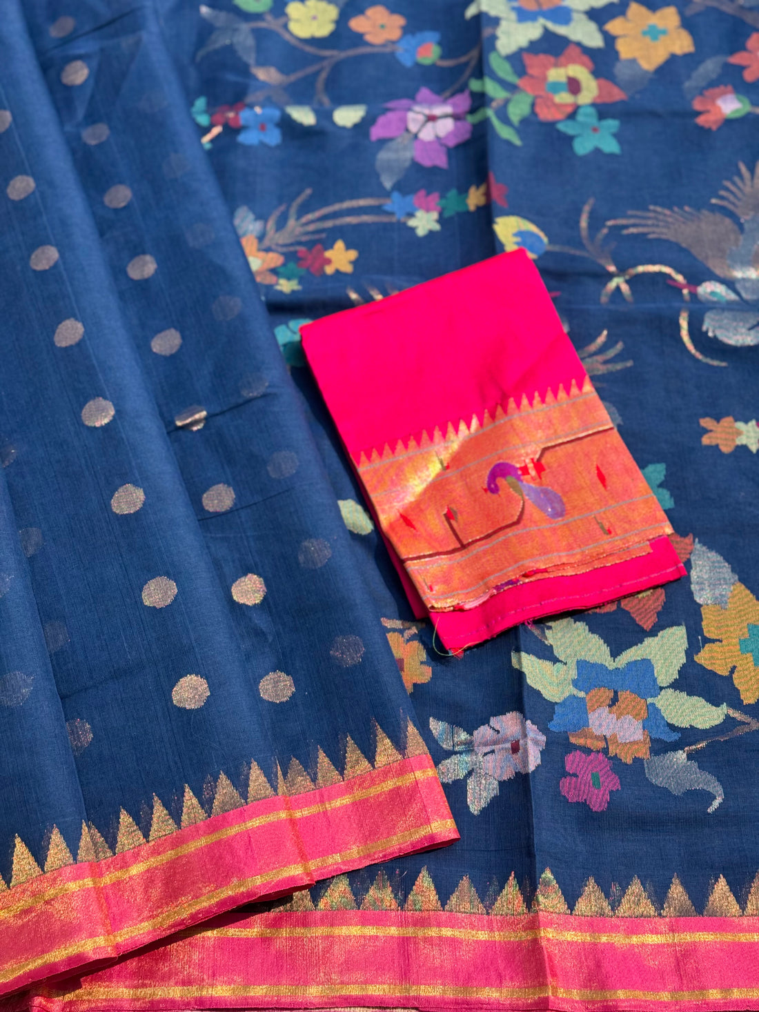 Handspun and handwoven ponduru Khadhi jamdani cotton saree