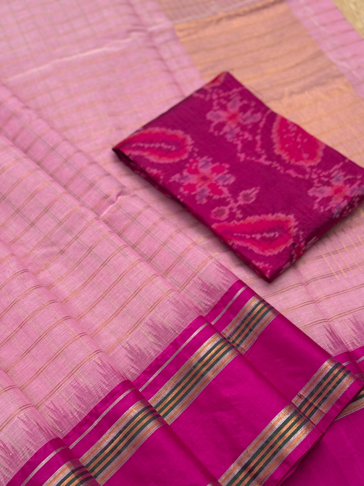 Handspun and handwoven ponduru Khadhi cotton saree