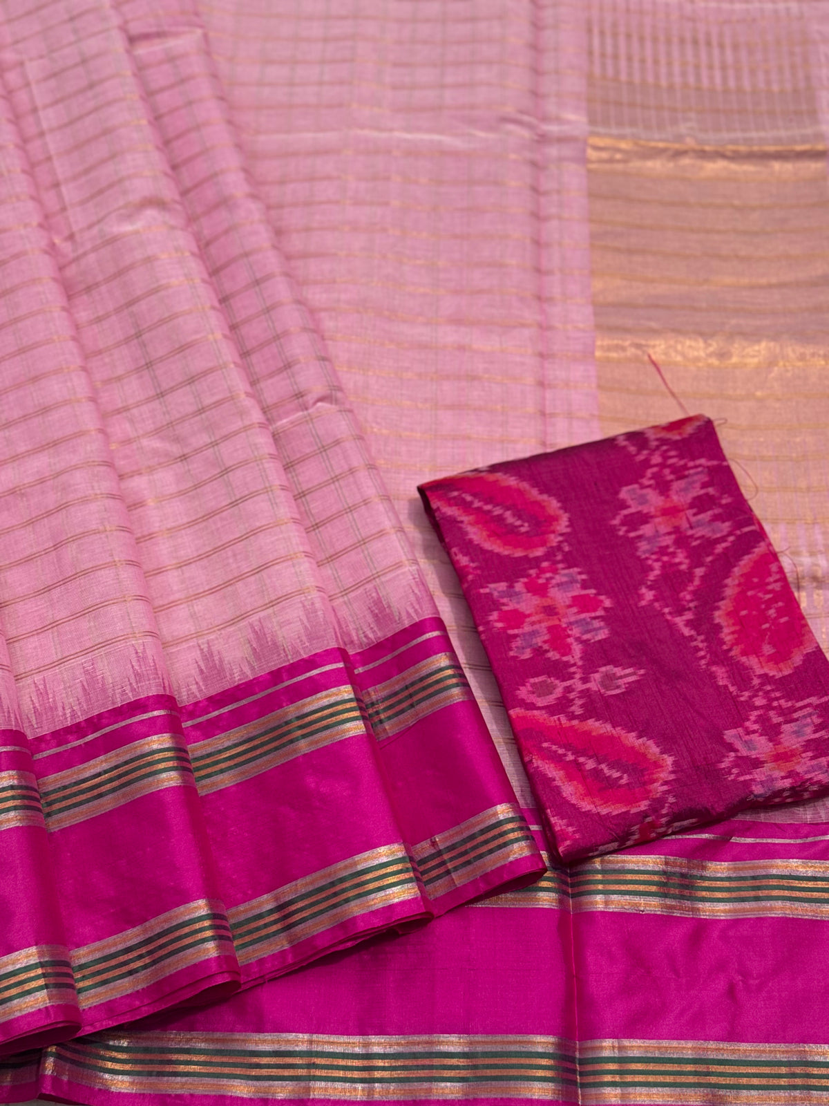 Handspun and handwoven ponduru Khadhi cotton saree