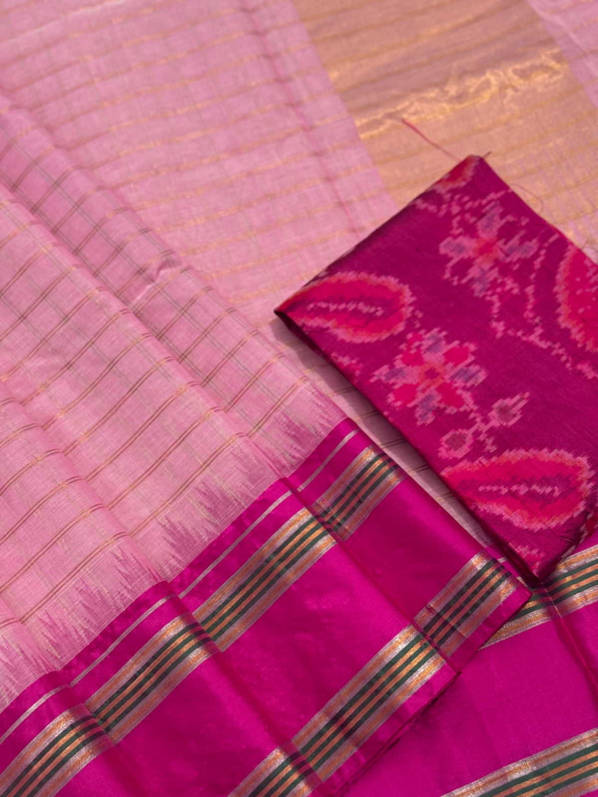 Handspun and handwoven ponduru Khadhi cotton saree