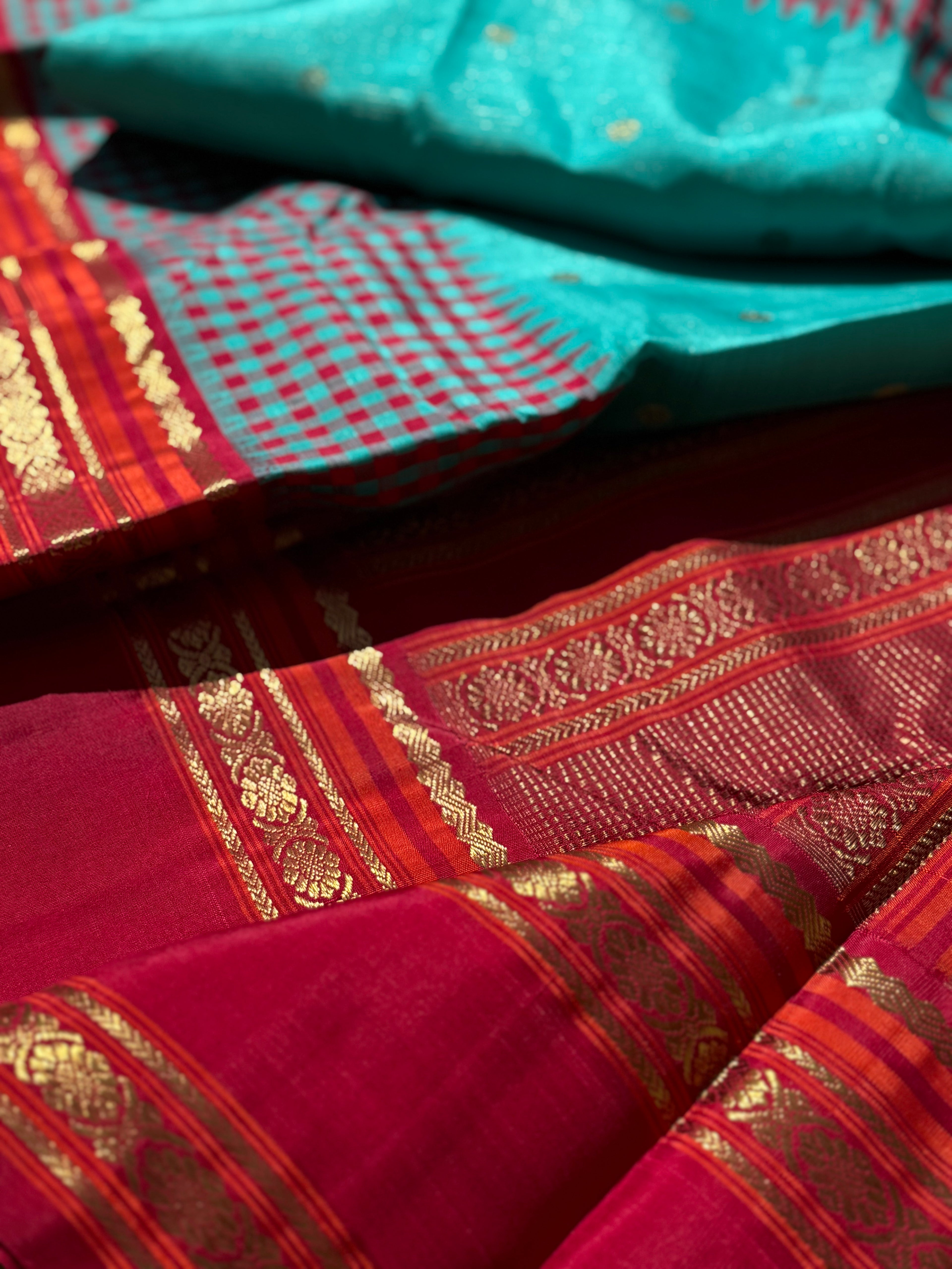 PARAMPARA Kanchivaram silk saree in seafoam blue with arakku shade