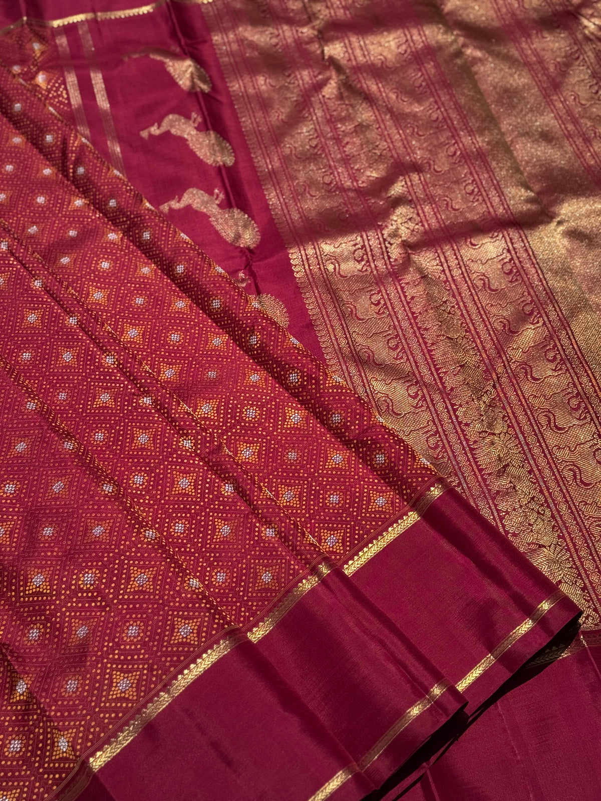 An epitome masterpiece arakku shade bhandini inspired kanchivaram silk saree masterpiece