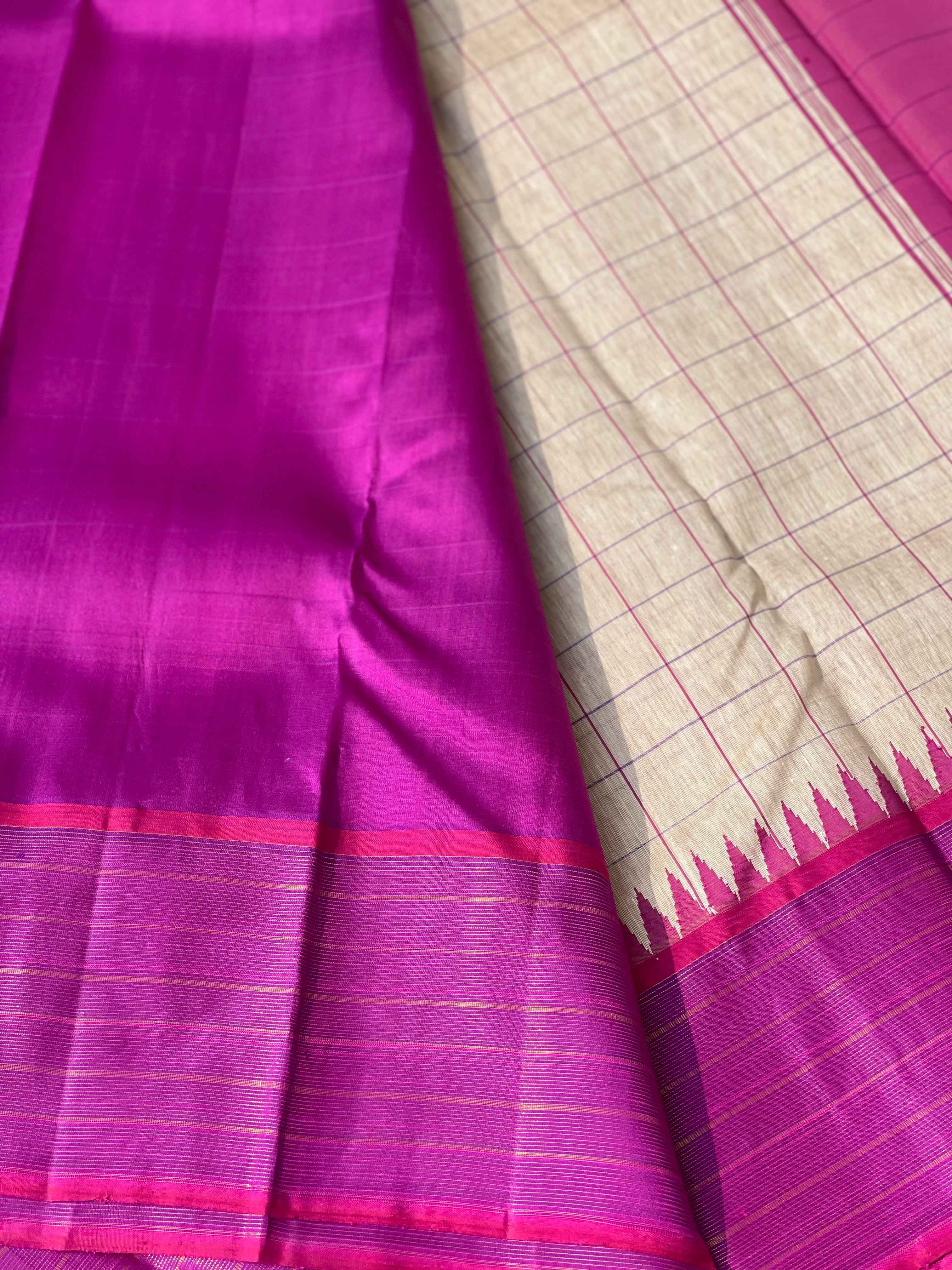 Linen by Mulberry silk Korvai Kanchivaram silk saree