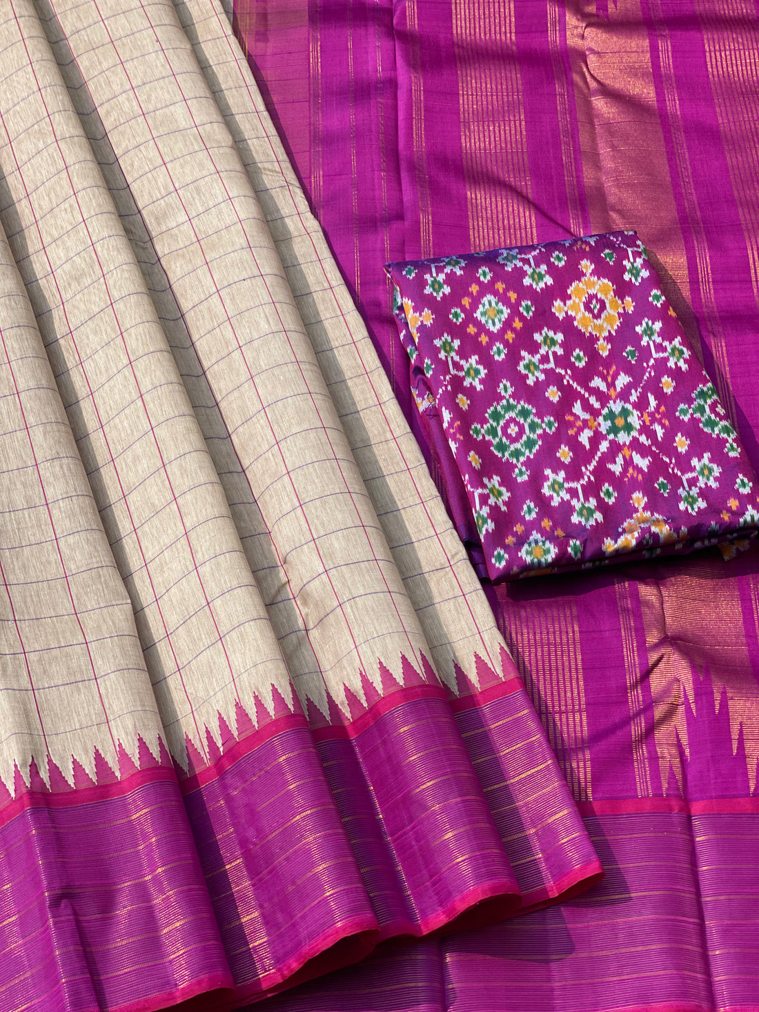 Linen by Mulberry silk Korvai Kanchivaram silk saree