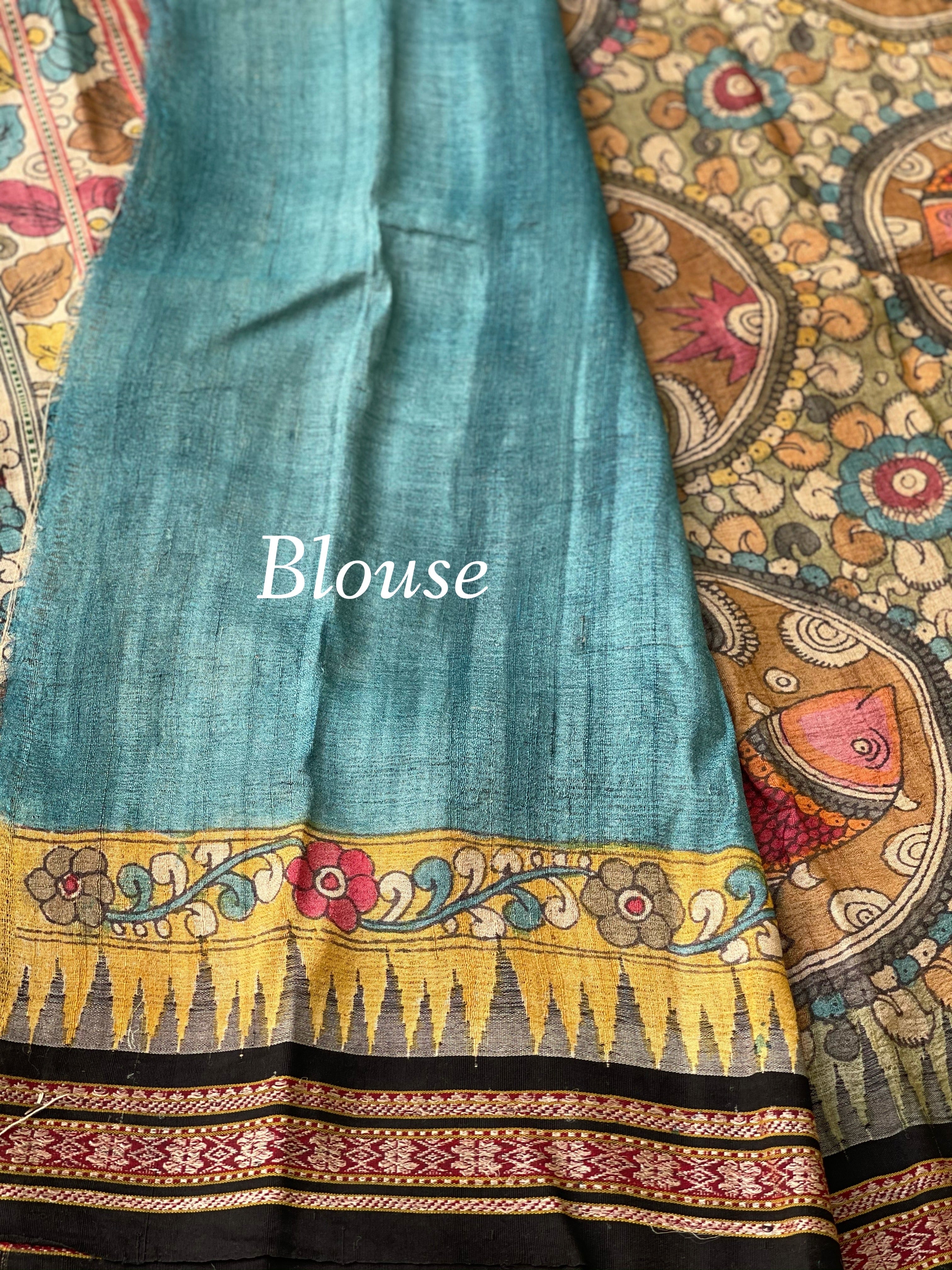 Vidharbha Tussar Silk Penkalamkari Saree