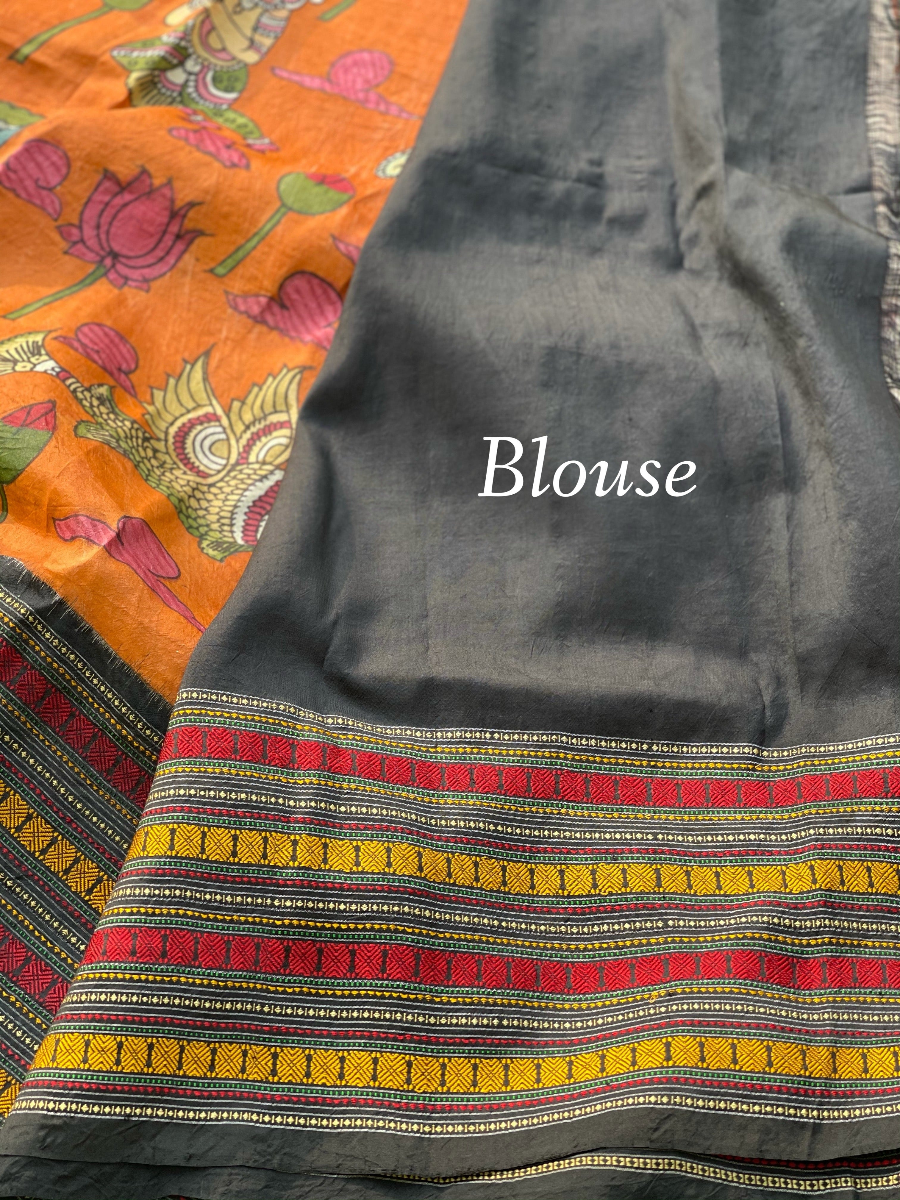 Penkalamkari Mythology Concept With Fusion Bomkai Saree