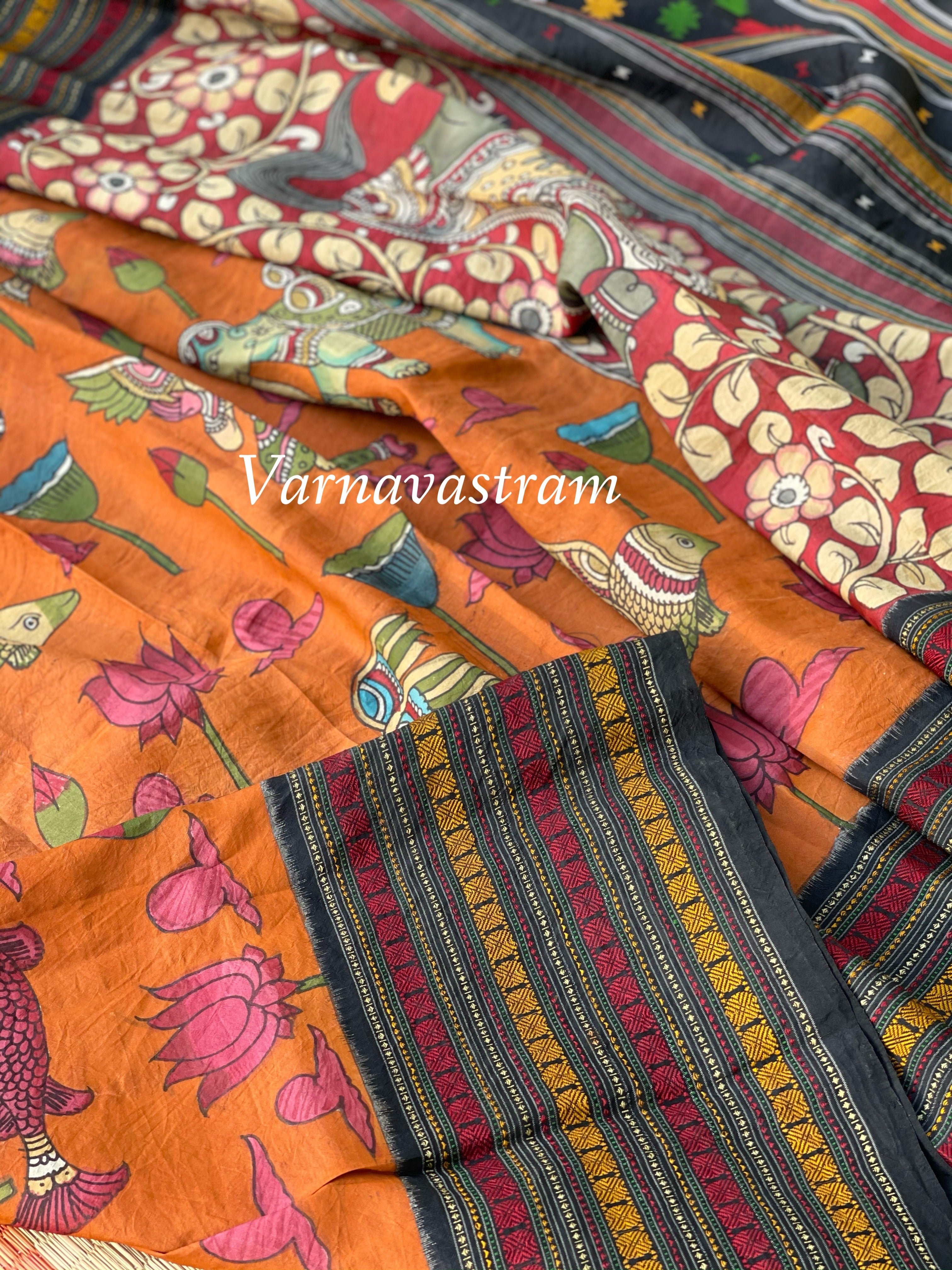 Penkalamkari Mythology Concept With Fusion Bomkai Saree