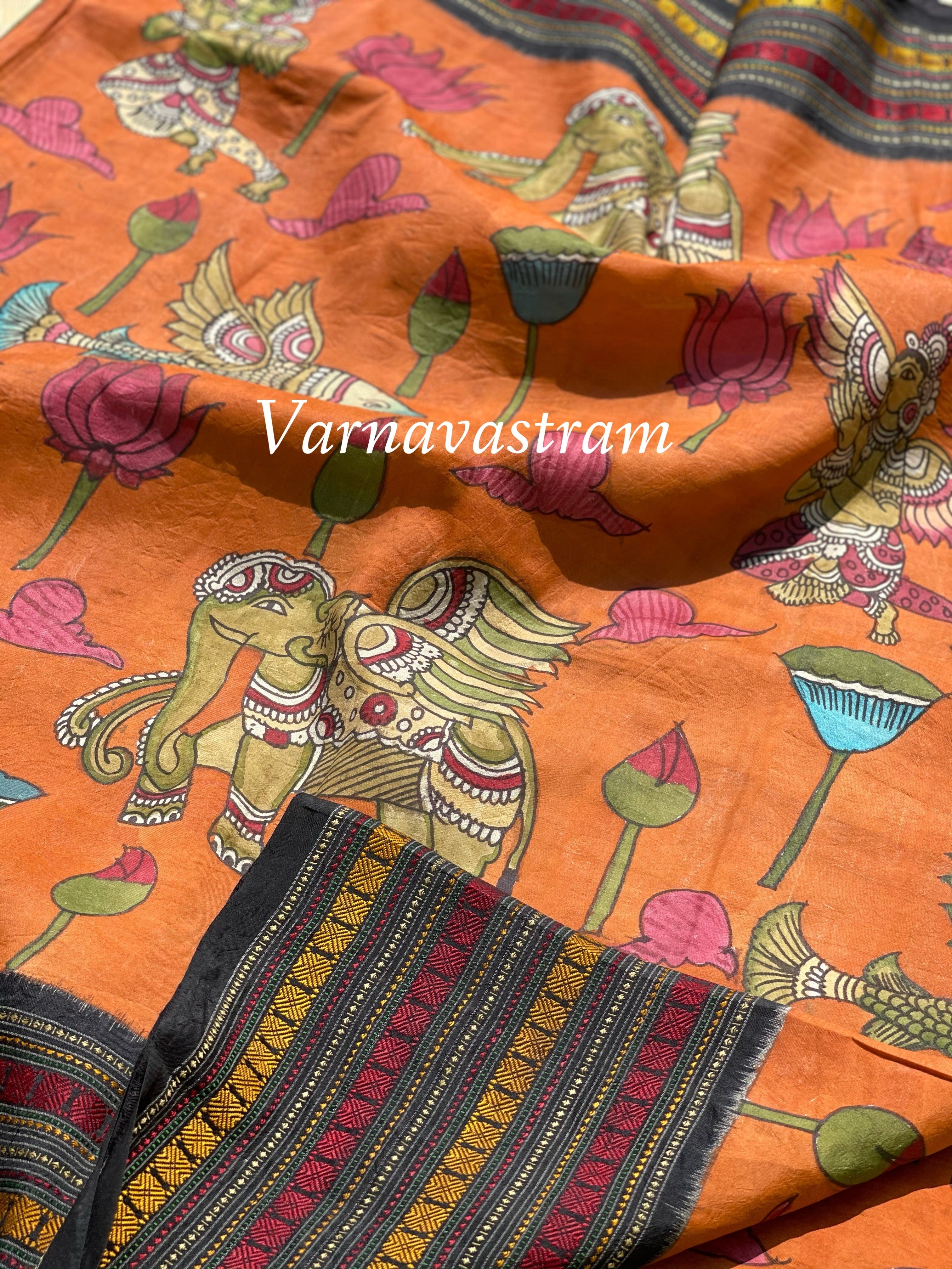 Penkalamkari Mythology Concept With Fusion Bomkai Saree