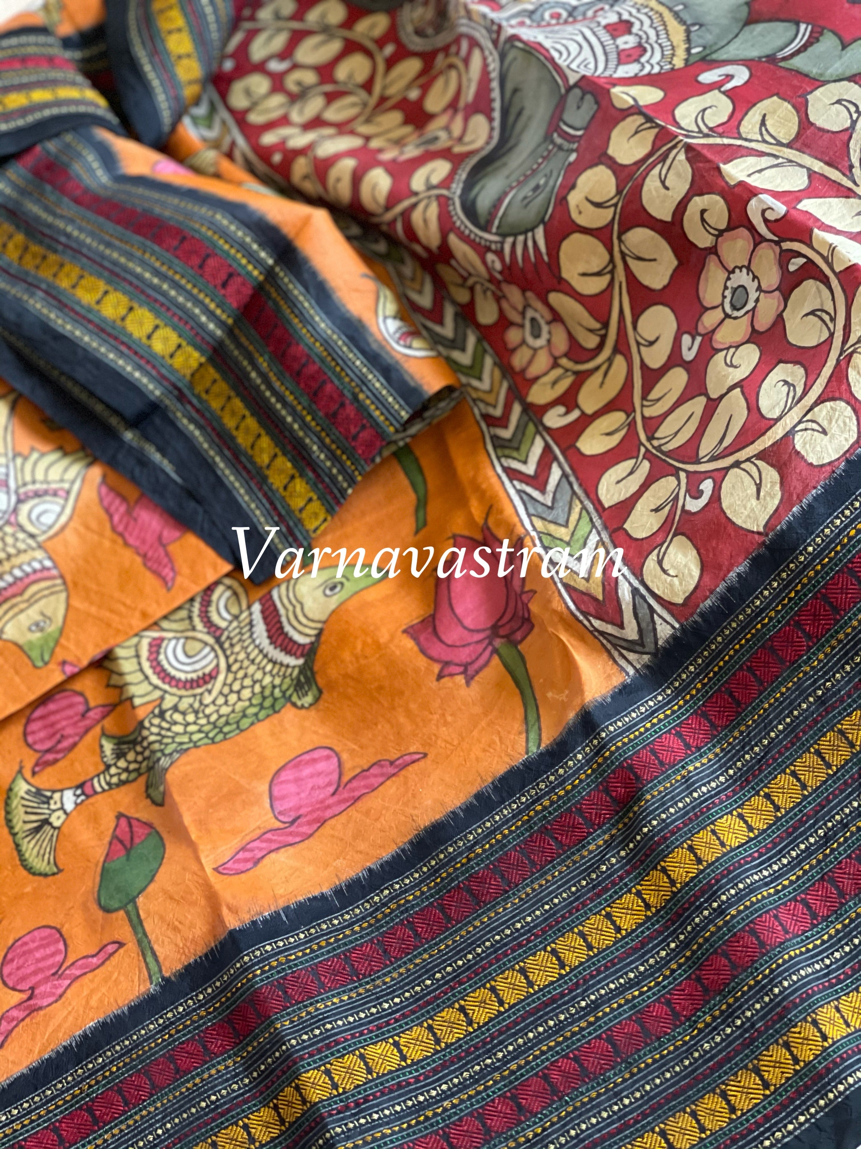 Penkalamkari Mythology Concept With Fusion Bomkai Saree