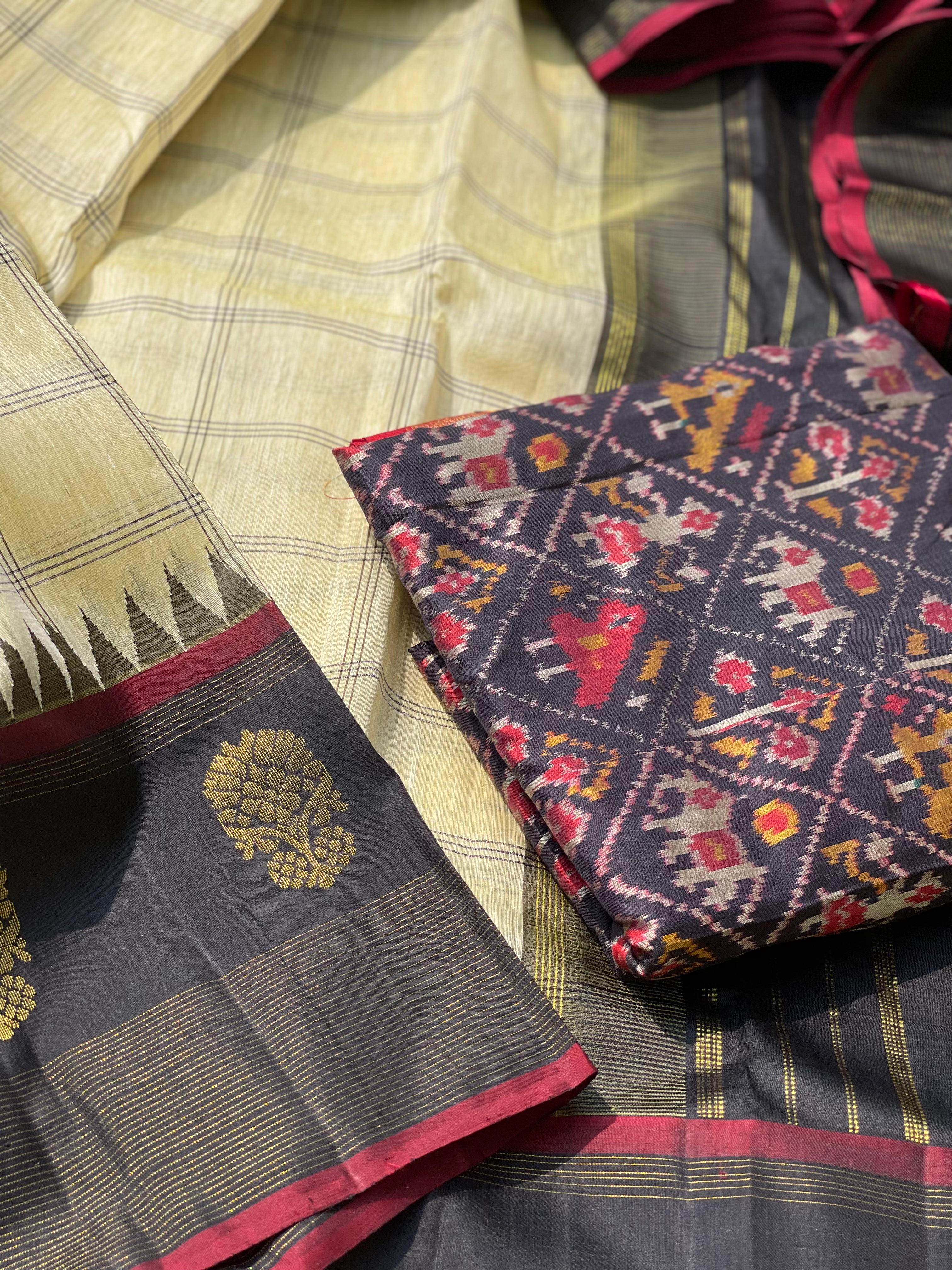Linen by Mulberry Silk korvai Kanchivaram Silk Saree