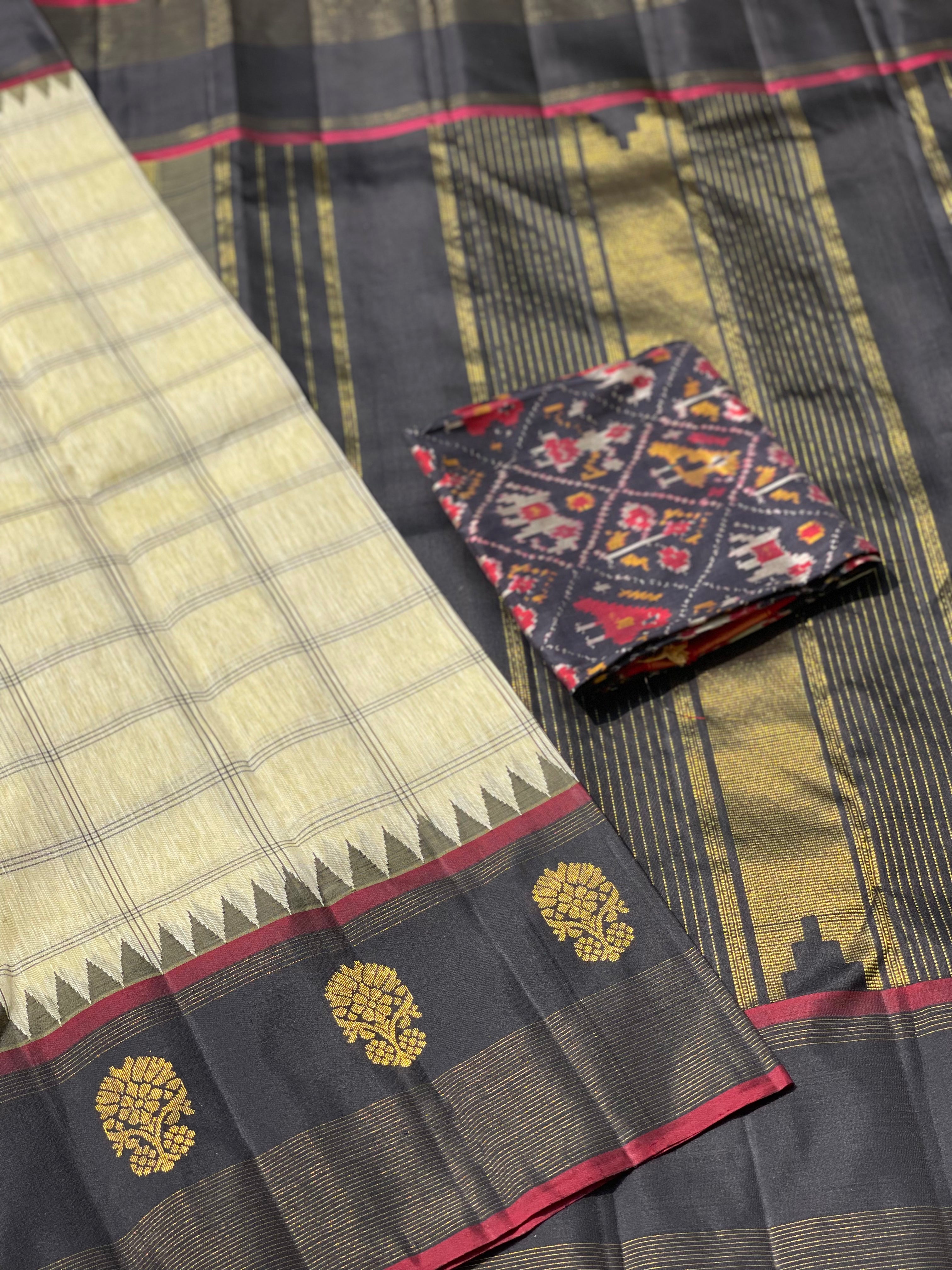 Linen by Mulberry Silk korvai Kanchivaram Silk Saree