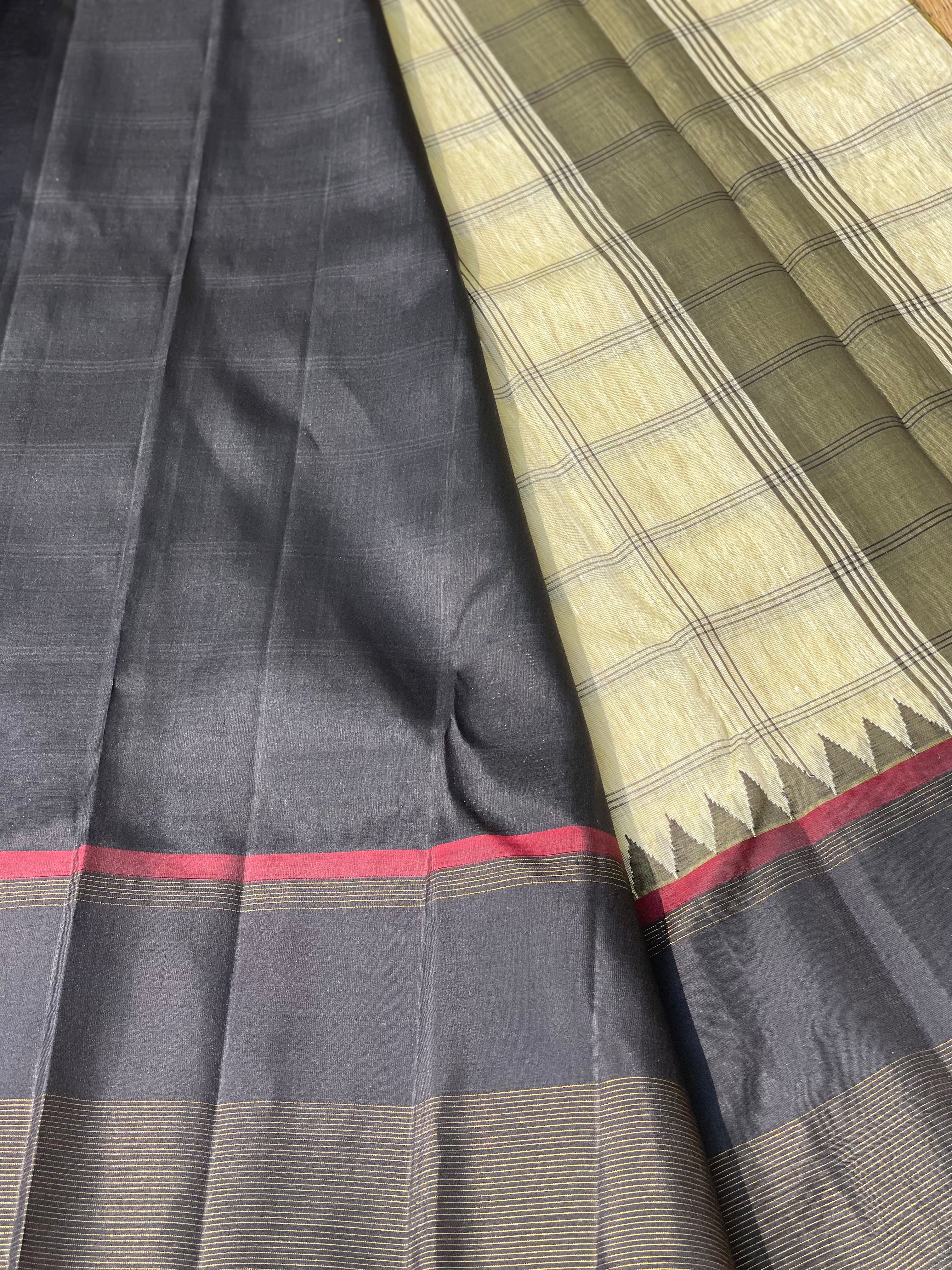 Linen by Mulberry Silk korvai Kanchivaram Silk Saree