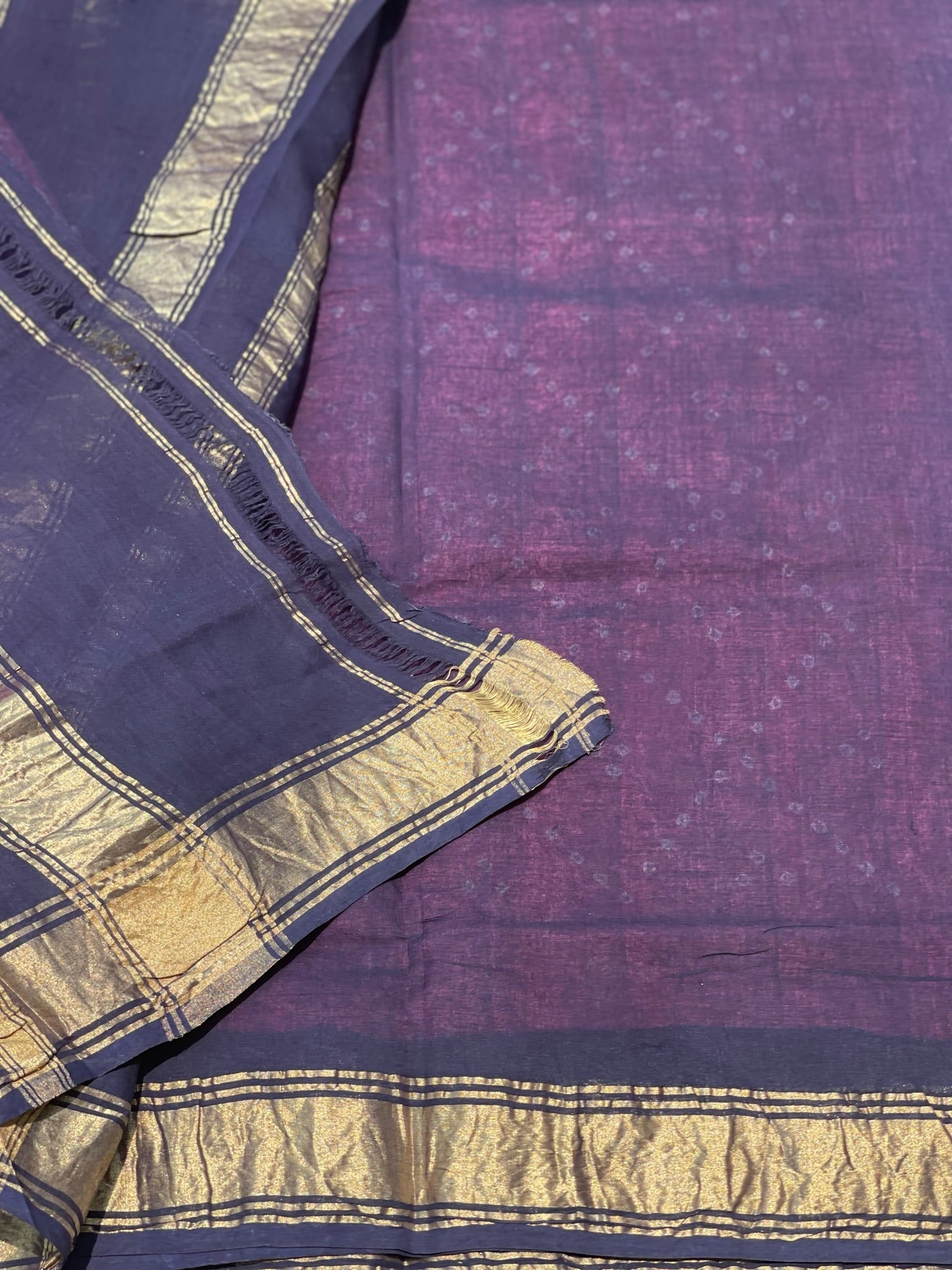 Handloom Woven And Handkotted And Tie Dyed Madurai Kaikattu Sungudi Cotton