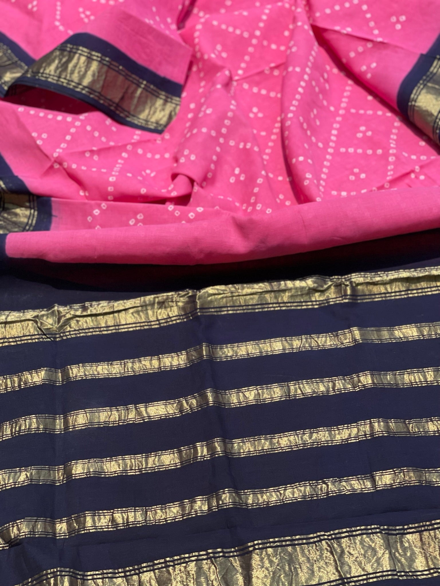 Handloom Woven And Handkotted And Tie Dyed Madurai Kaikattu Sungudi Cotton