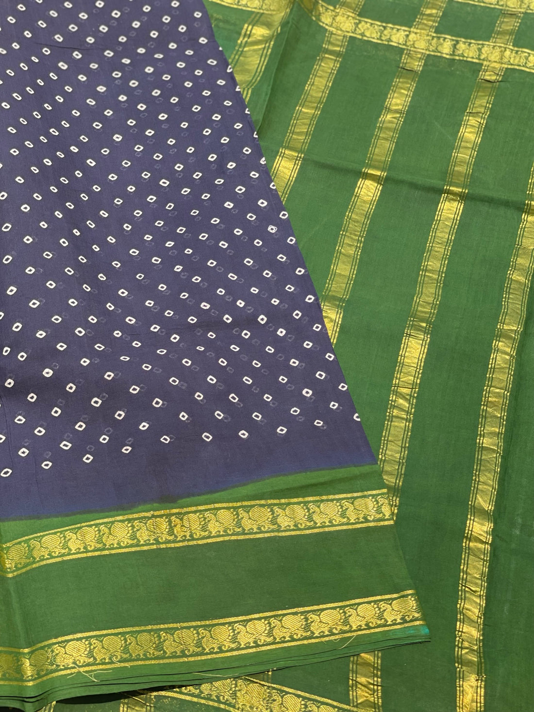 Handloom And Handkotted And Tie Dyed Madurai Kaikattu Sungudi Cotton