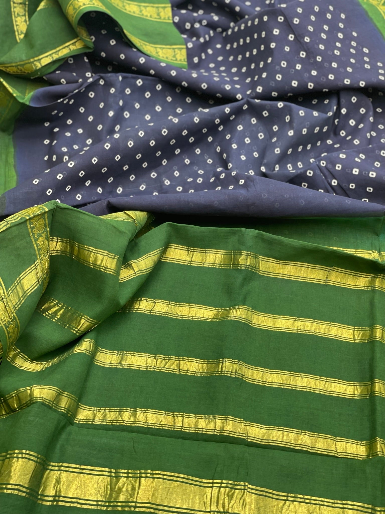 Handloom And Handkotted And Tie Dyed Madurai Kaikattu Sungudi Cotton
