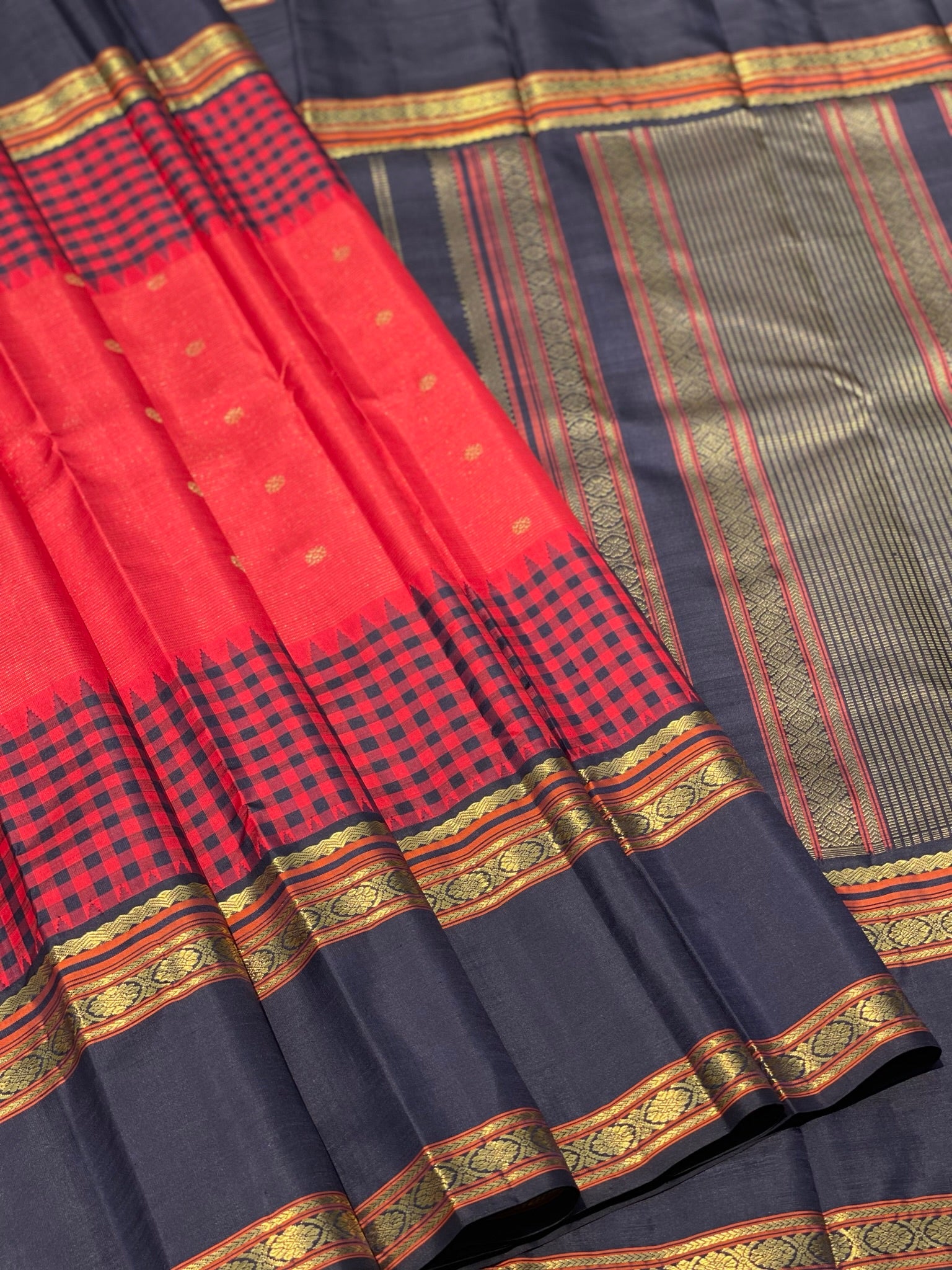 Heirloom Reinterpretation Of Vairaoosi Kanchivaram Silk Saree With Alternate Korai Border