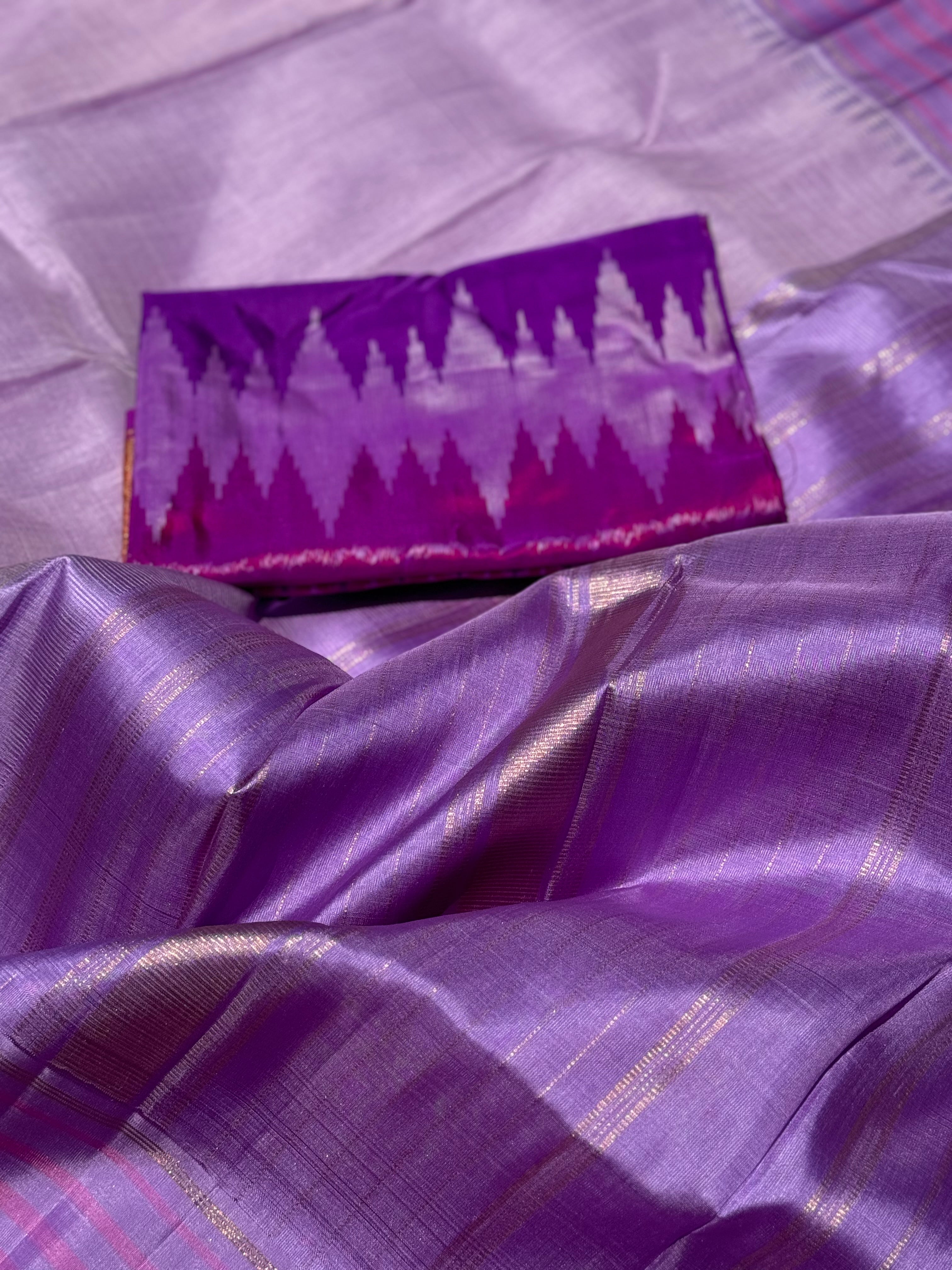 Linen by Mulberry silk Korvai Kanchivaram silk saree