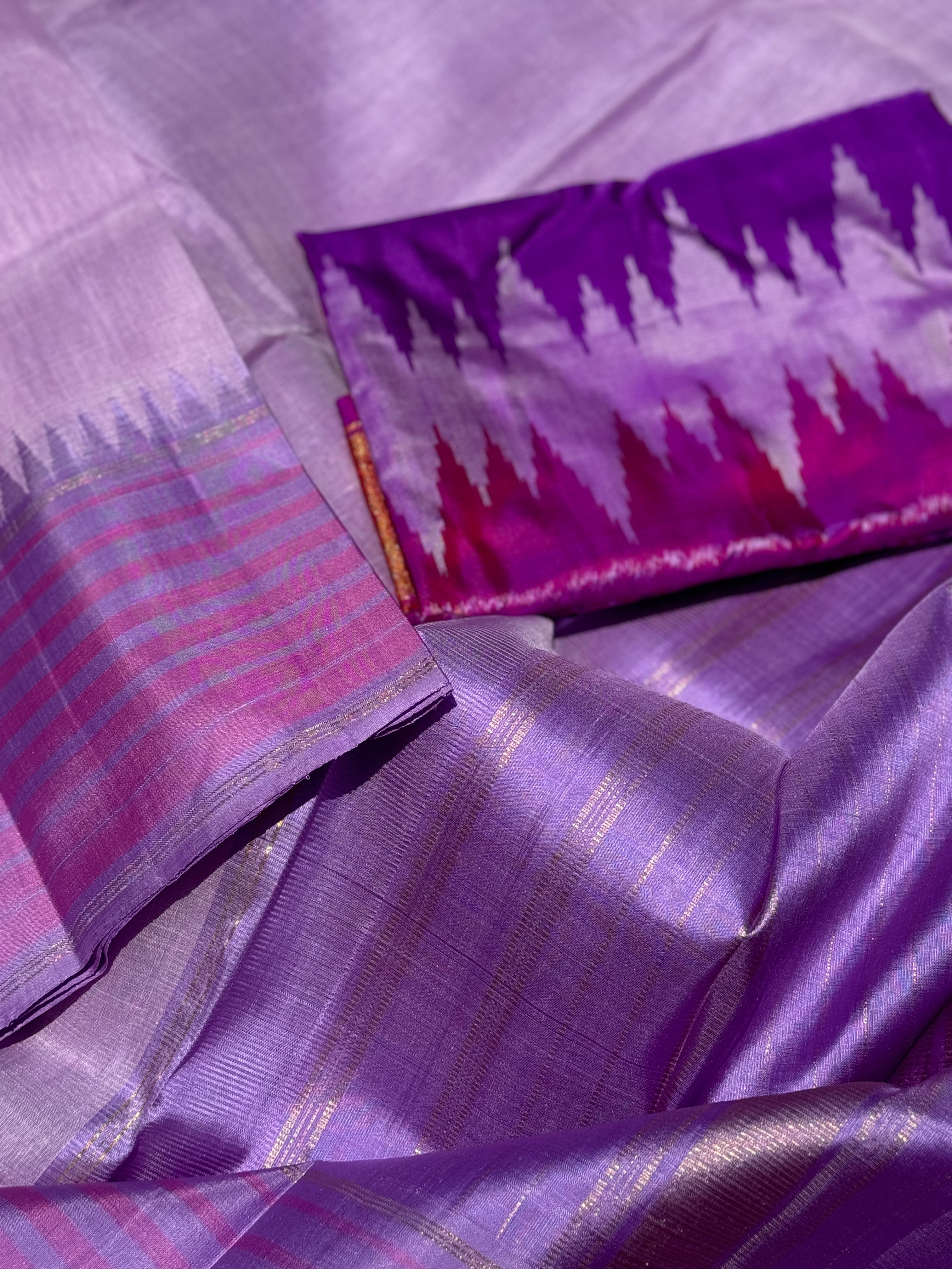 Linen by Mulberry silk Korvai Kanchivaram silk saree