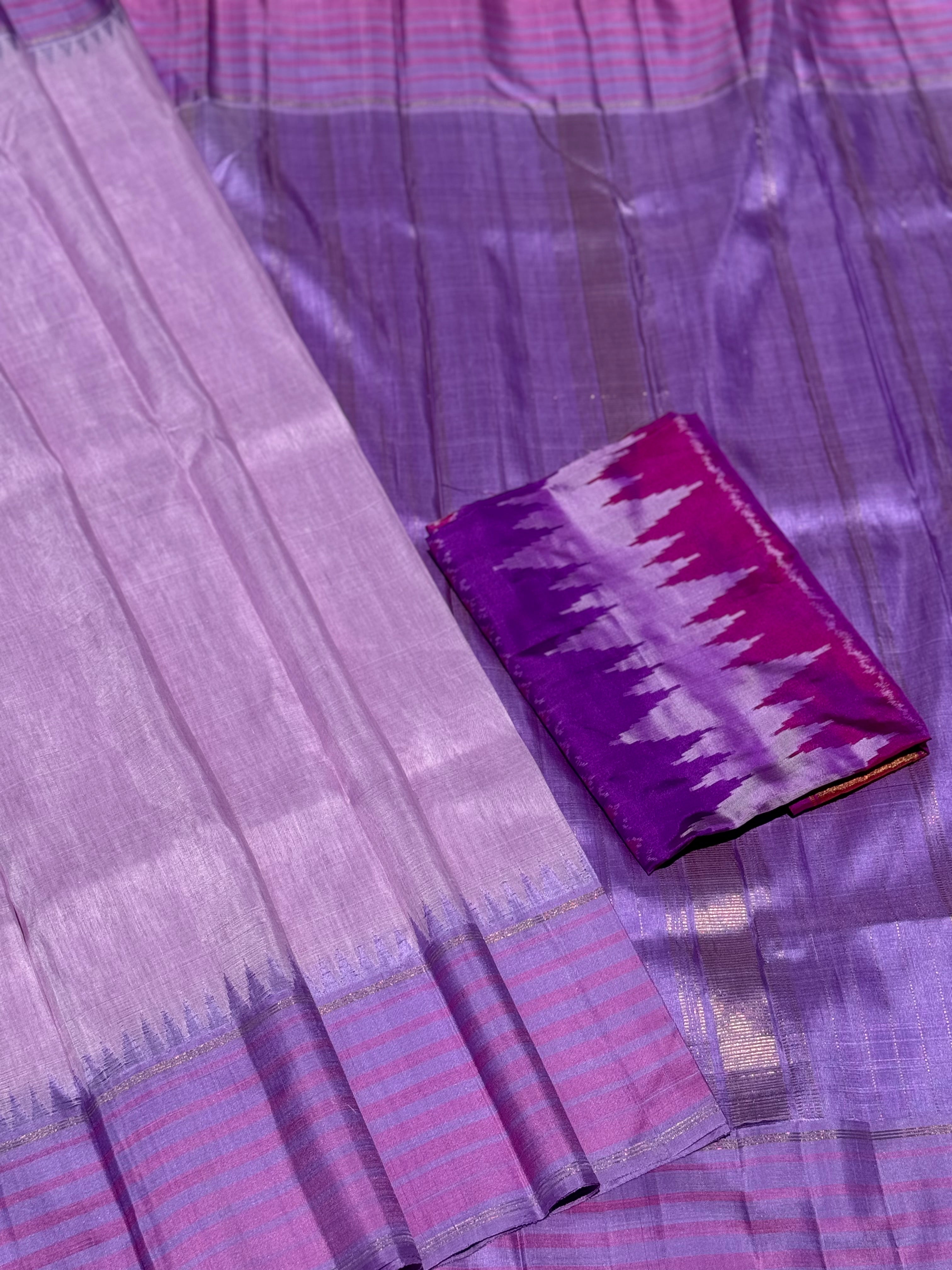 Linen by Mulberry silk Korvai Kanchivaram silk saree