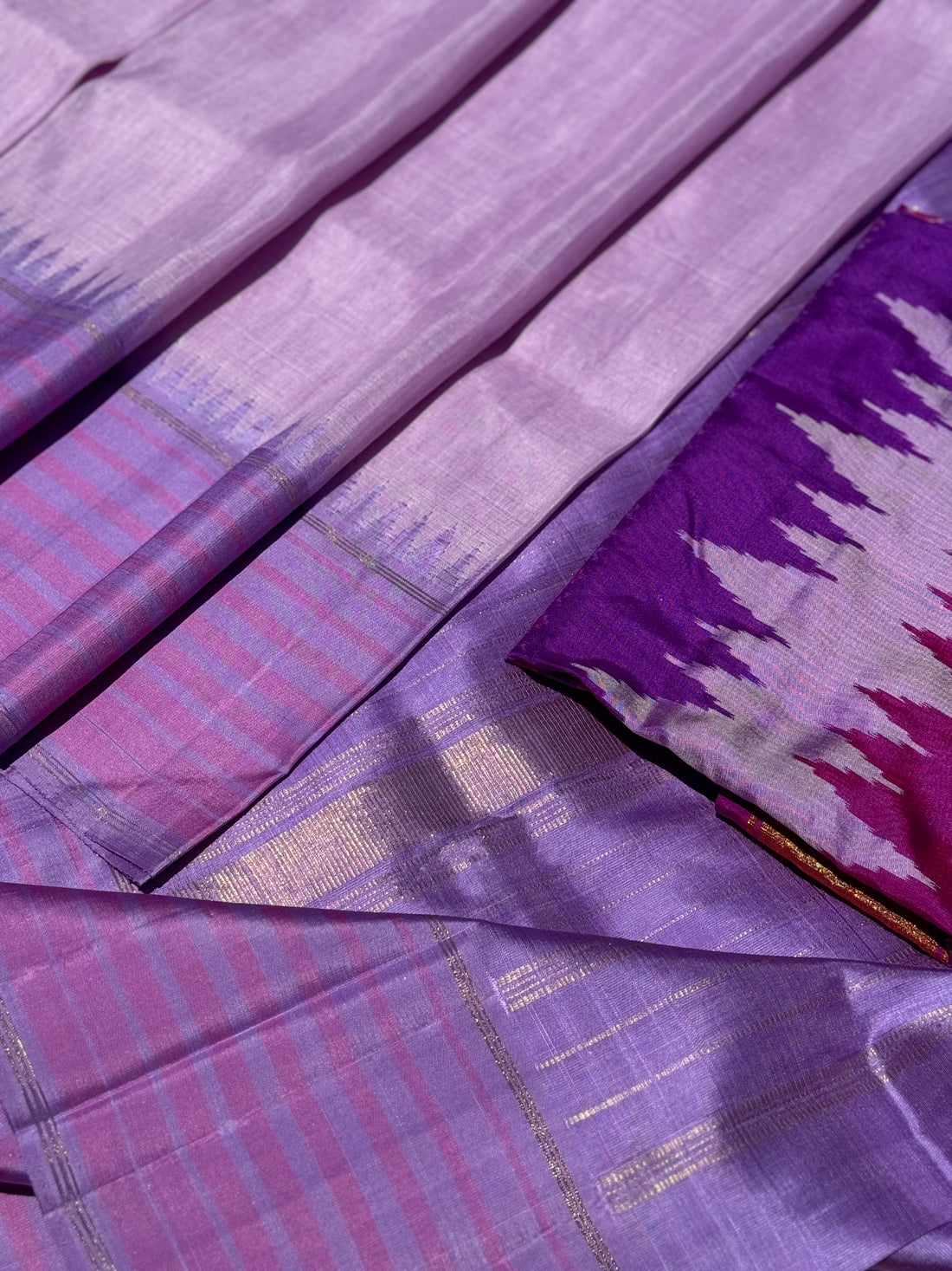 Linen by Mulberry silk Korvai Kanchivaram silk saree