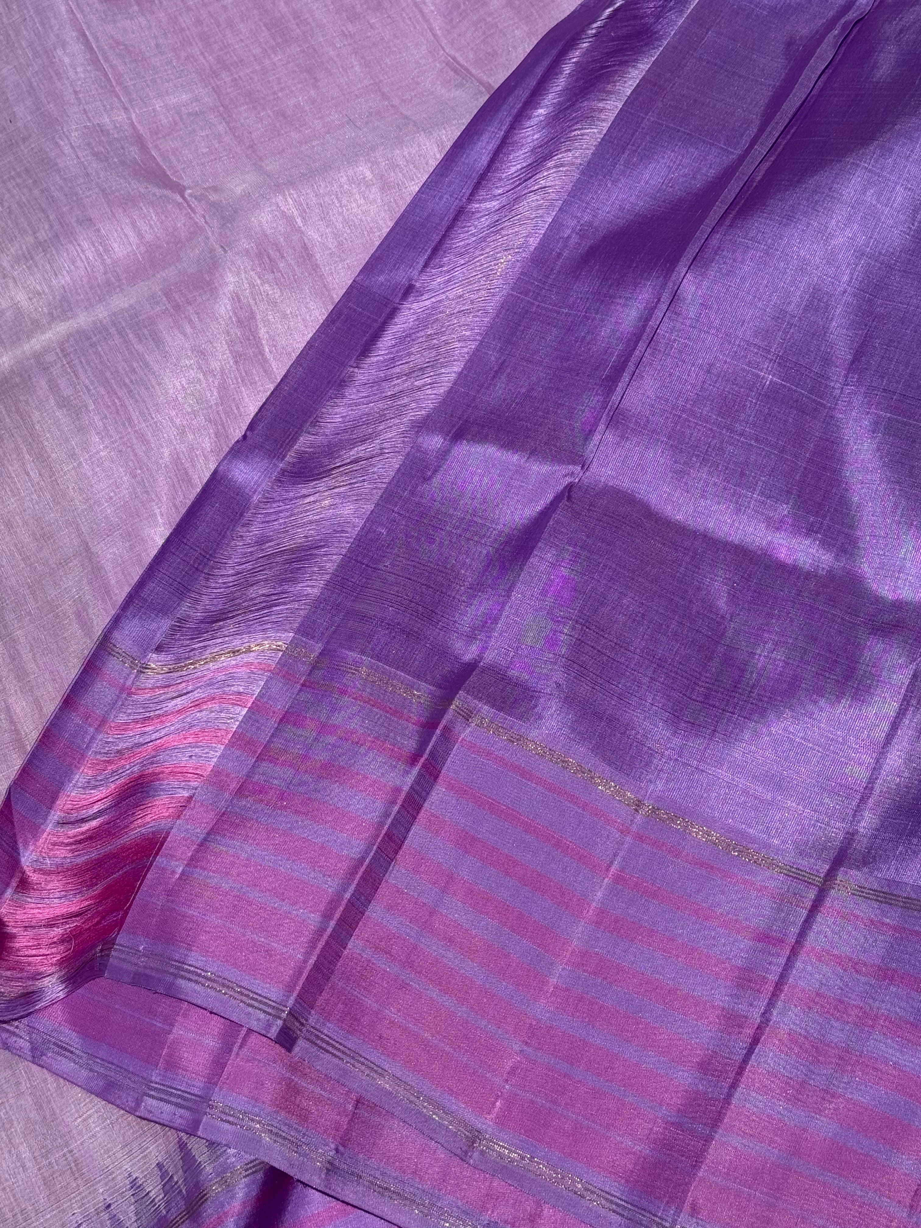 Linen by Mulberry silk Korvai Kanchivaram silk saree