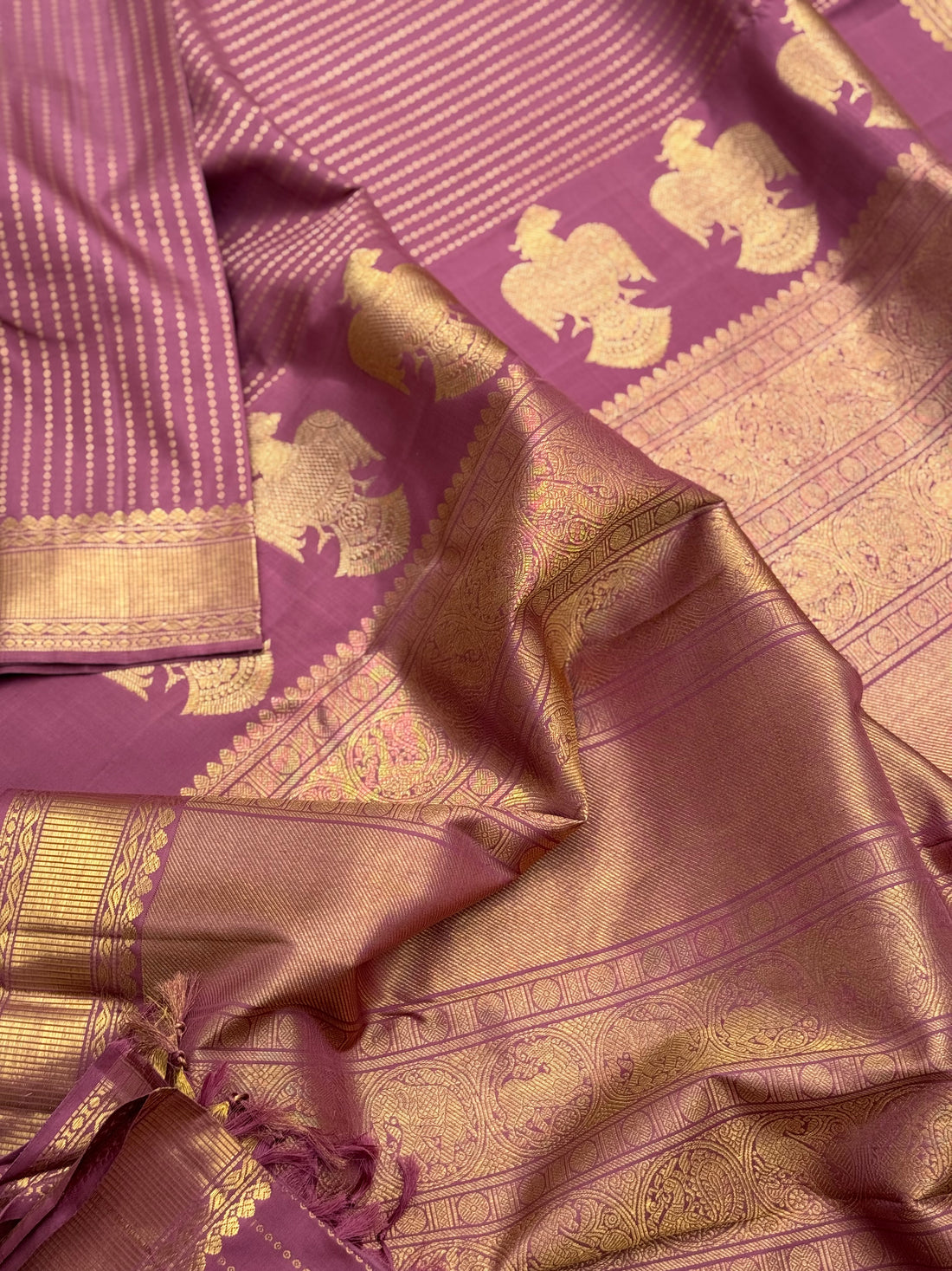 CLIENT’S Instalments pay link 1 of 6 - EKANTA- 6 Dusty Rose natural dyed kanchivaram silk saree with vintage lakshadeepam weave