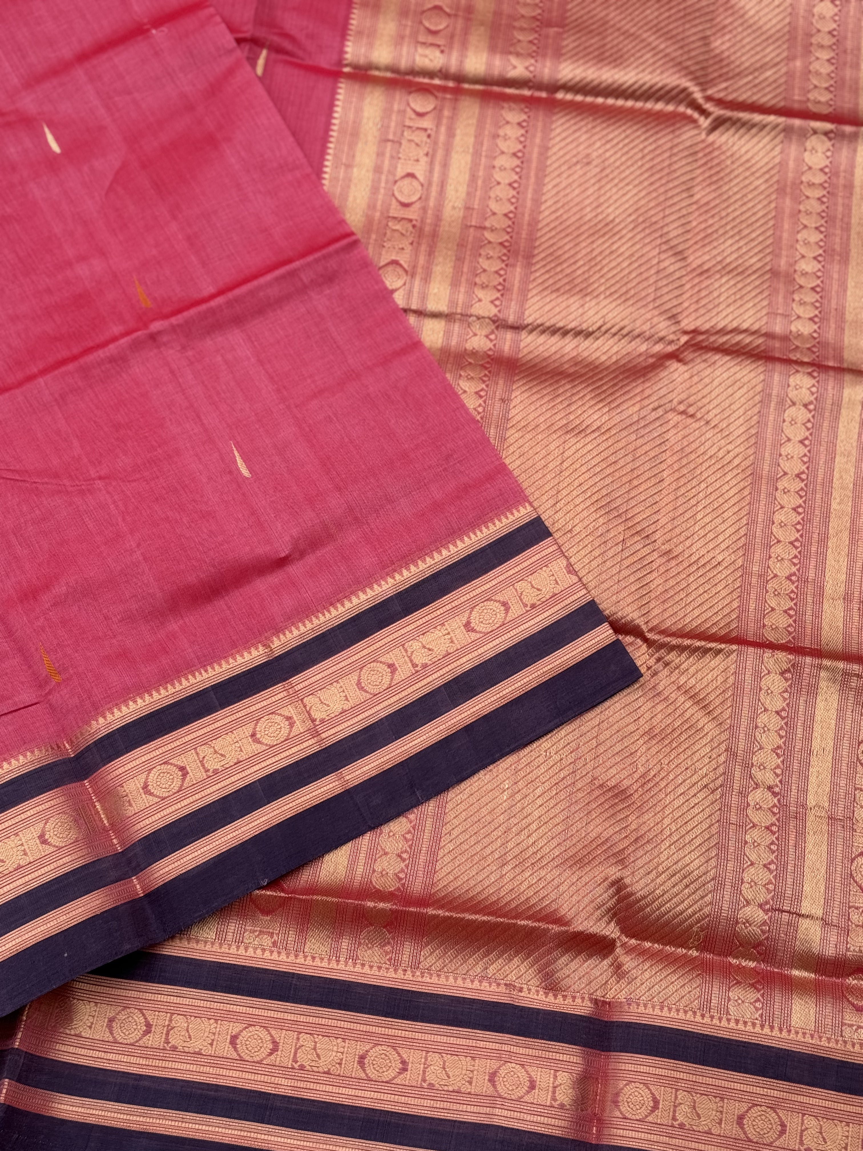 Reserved for IndraKrishna - Gorgeous pastel pink with threadwork and zariwoven Kanchi silk Cotton Saree
