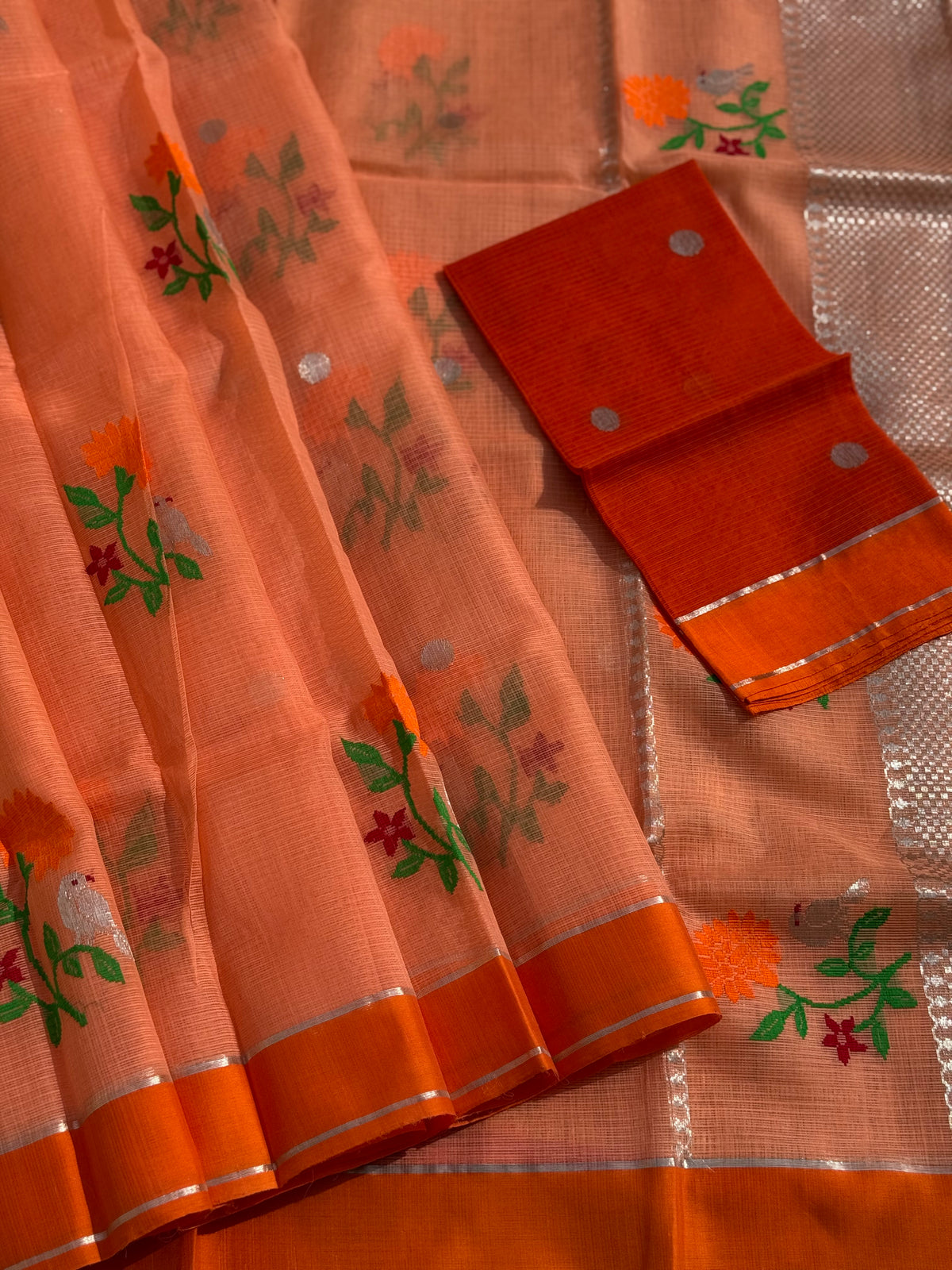 Handwoven zari Kota silk by cotton saree