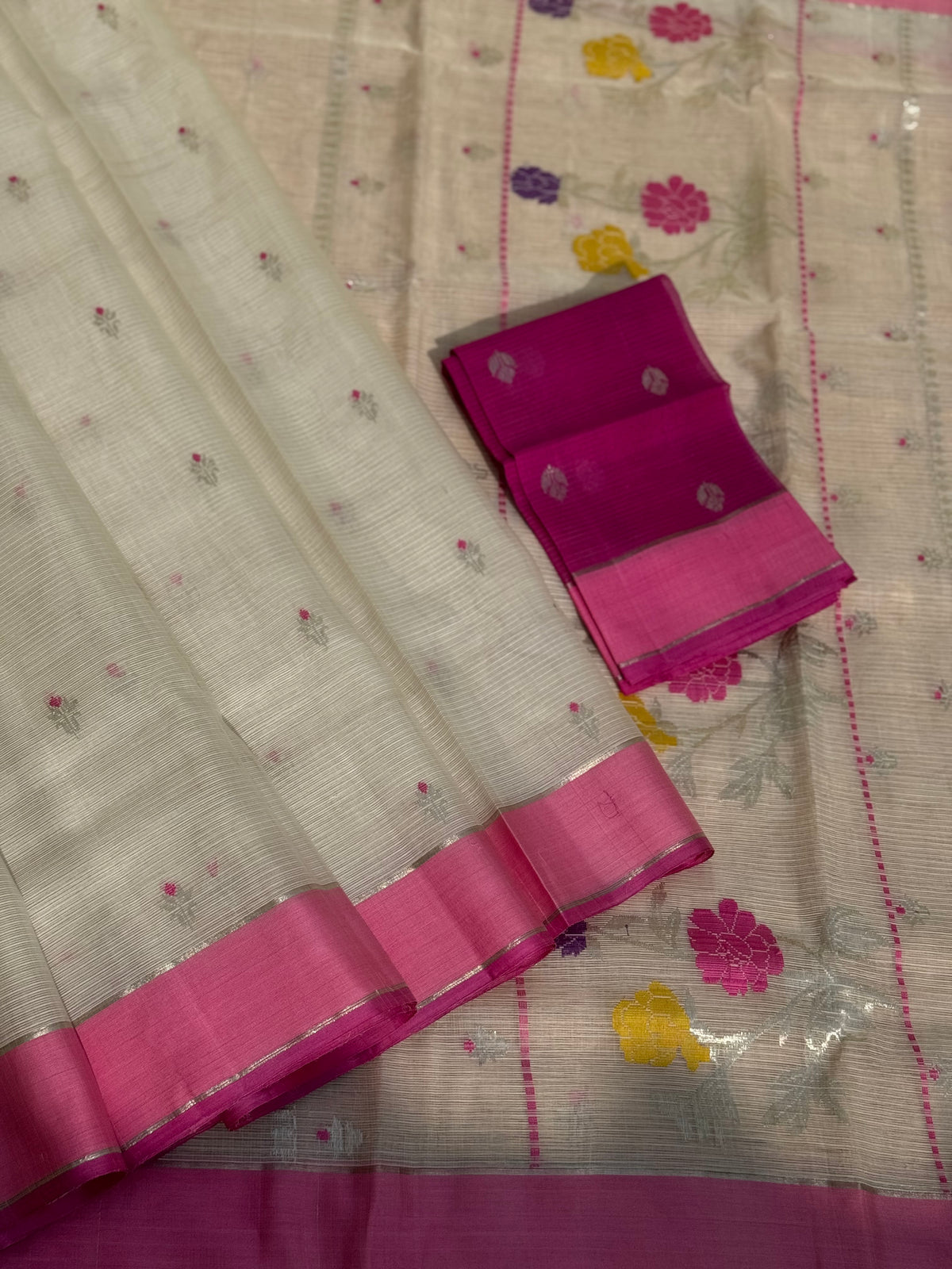 Handwoven zari Kota silk by cotton saree